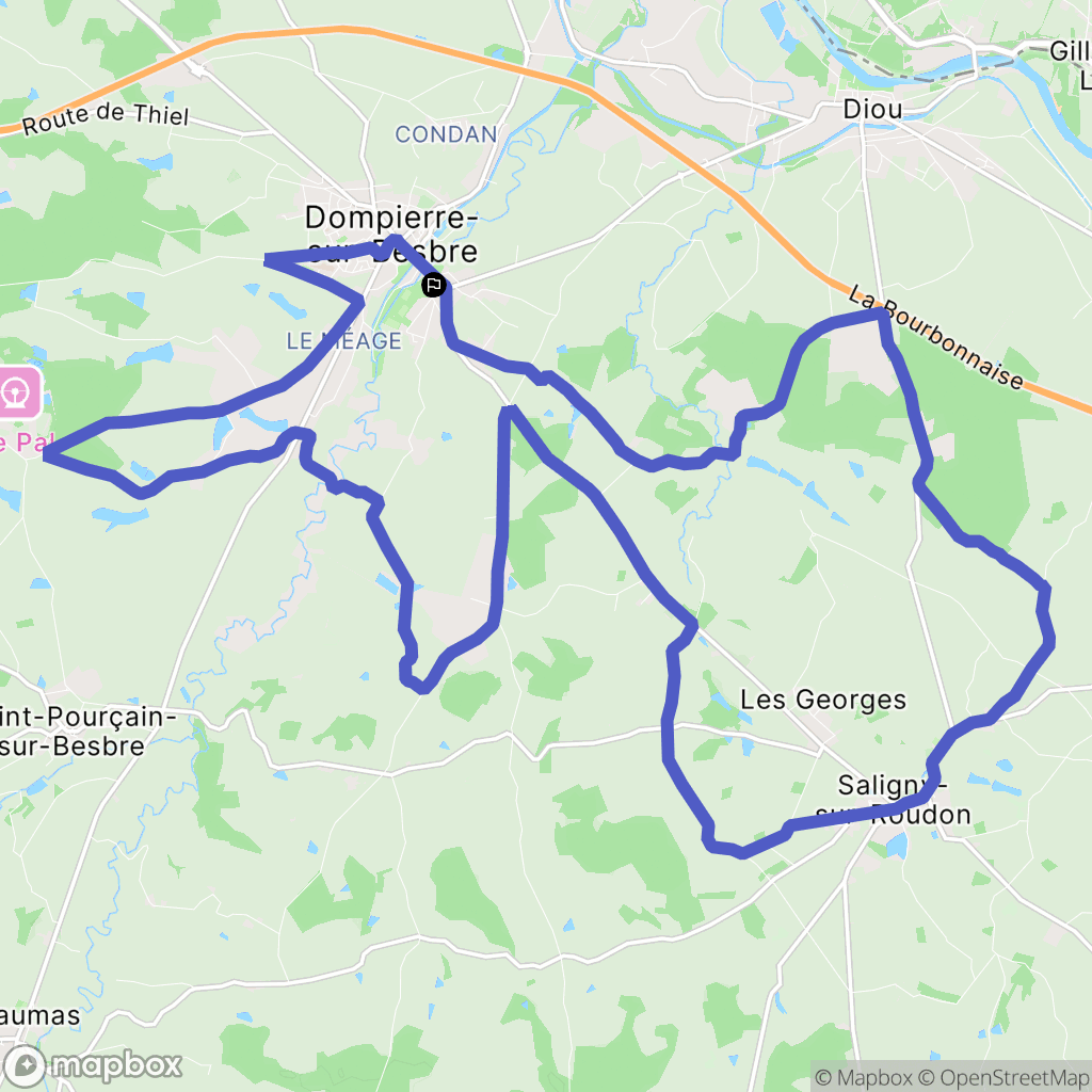 Dompierre-sur-Besbre : carte du parcours de randonnée - France