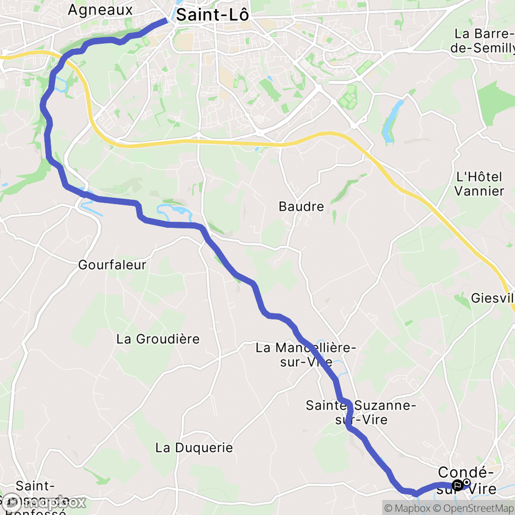 Condé-sur-Vire : carte du parcours de randonnée - France