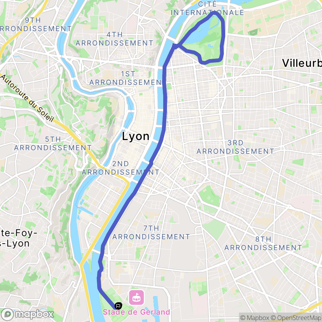 Lyon : carte du parcours de randonnée - France