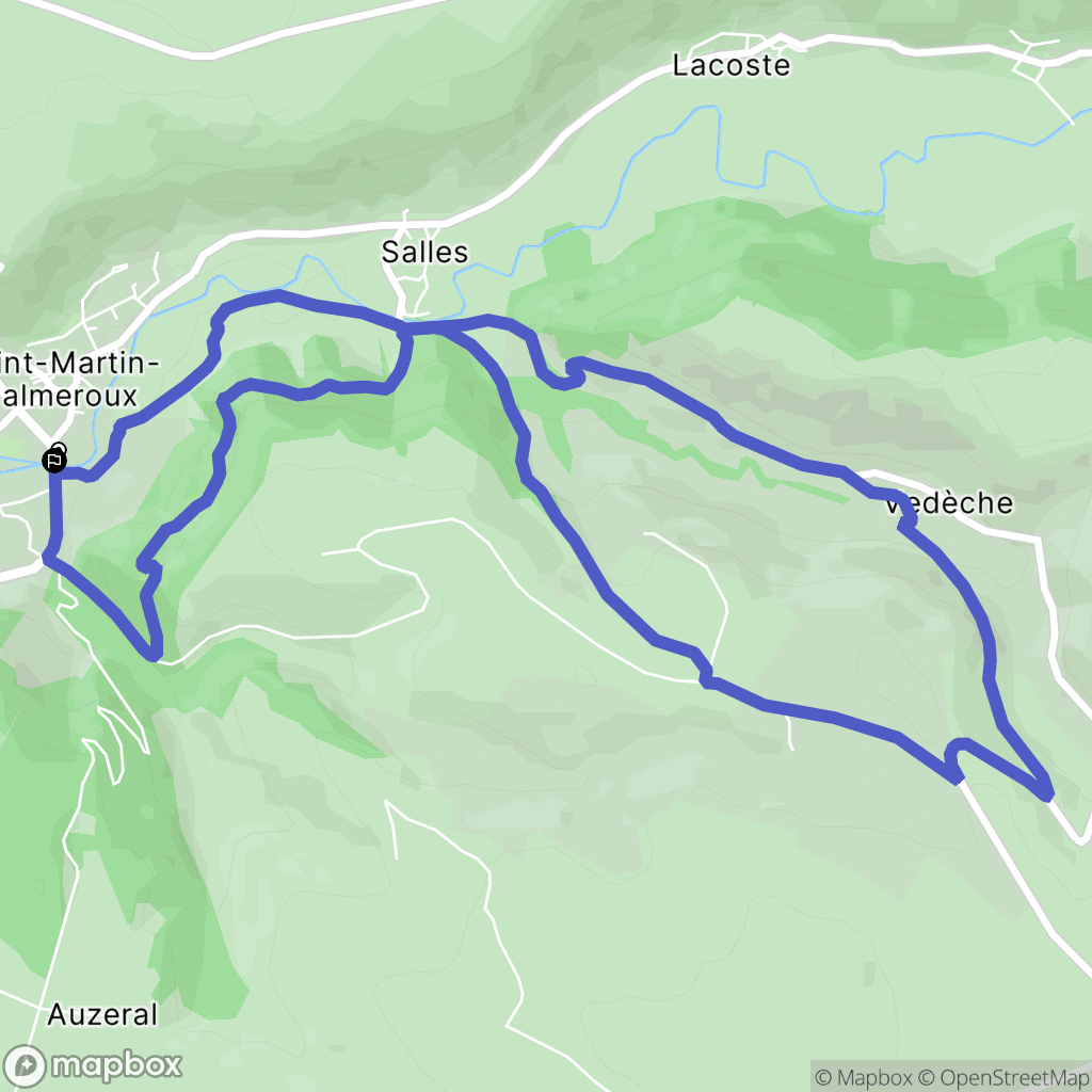 Saint-Martin-Valmeroux : carte du parcours de randonnée - France