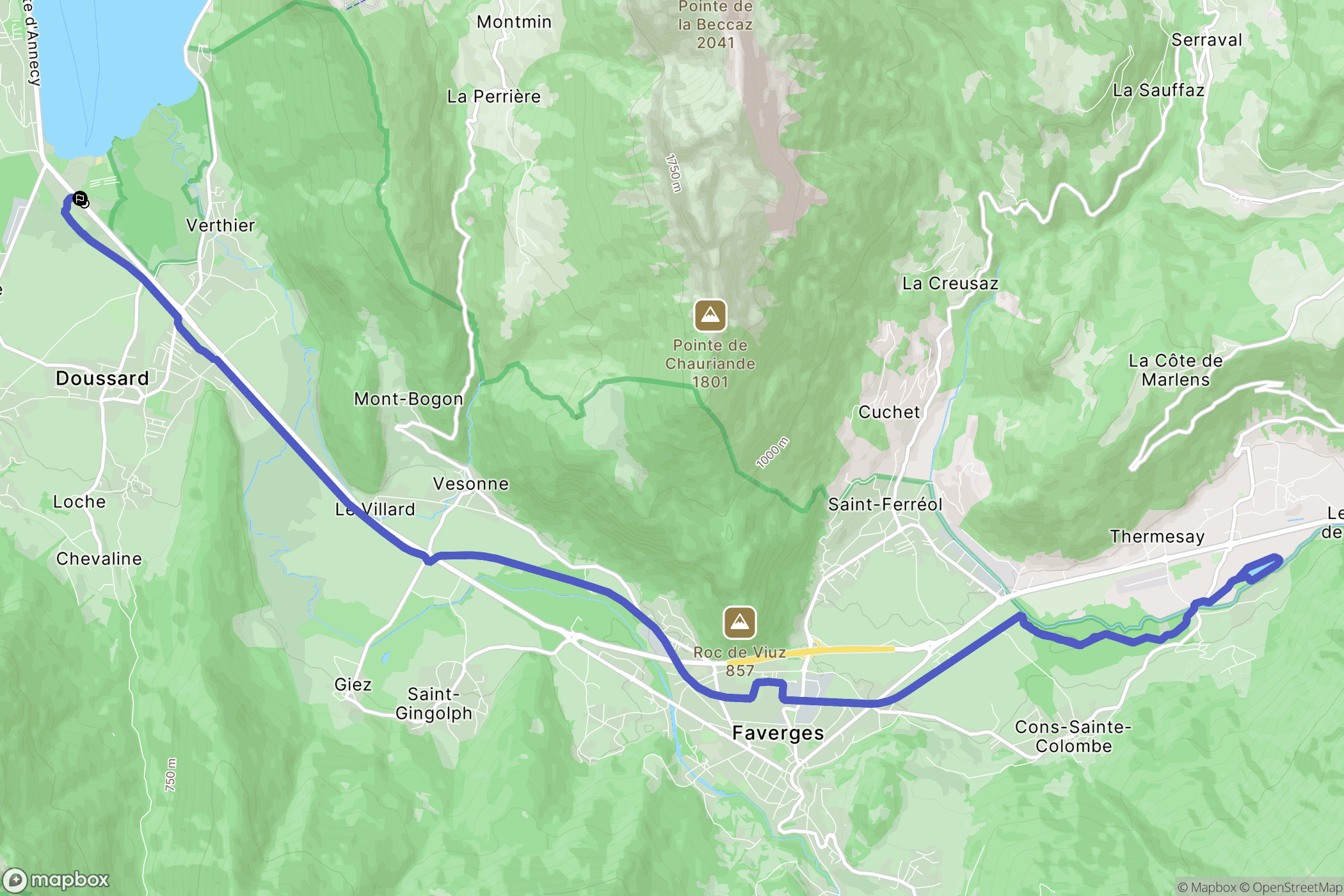 Doussard : carte du parcours de randonnée - France
