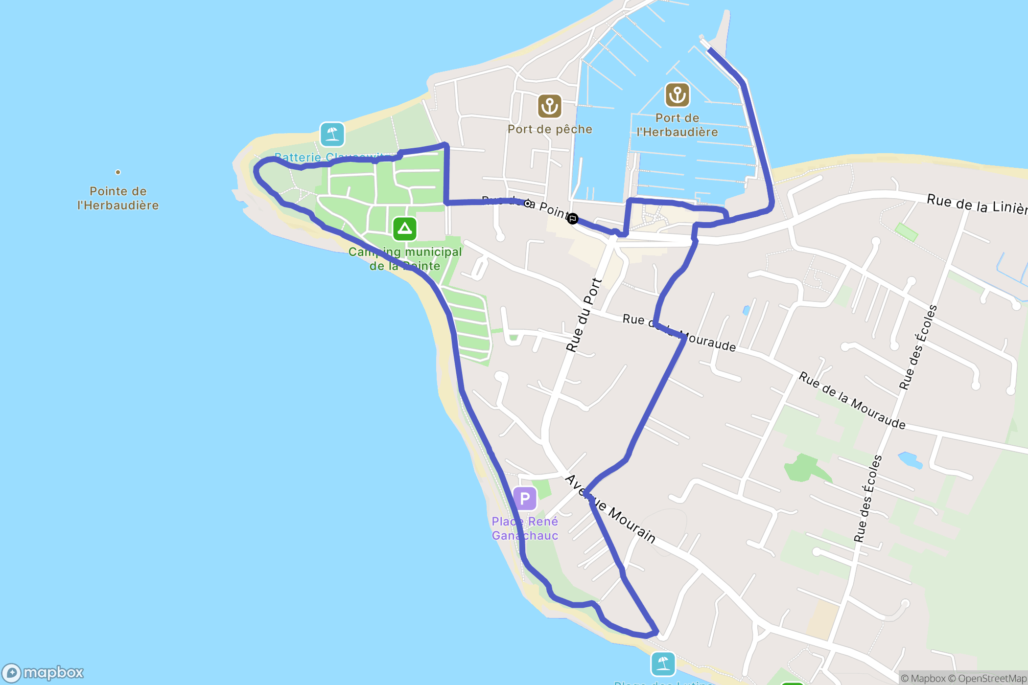 Noirmoutier-en-l'Île : carte du parcours de randonnée - France