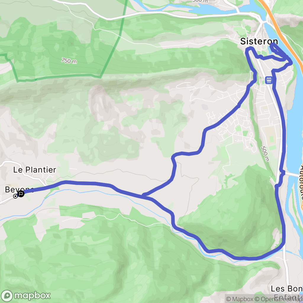 Bevons : carte du parcours de randonnée - France