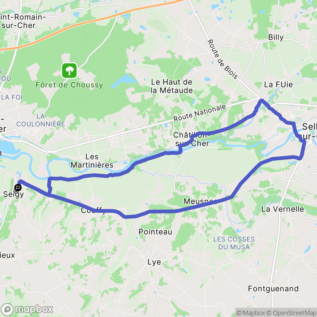 Seigy : carte du parcours de randonnée - France