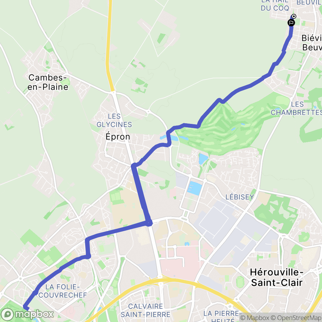 Biéville-Beuville : carte du parcours de randonnée - France