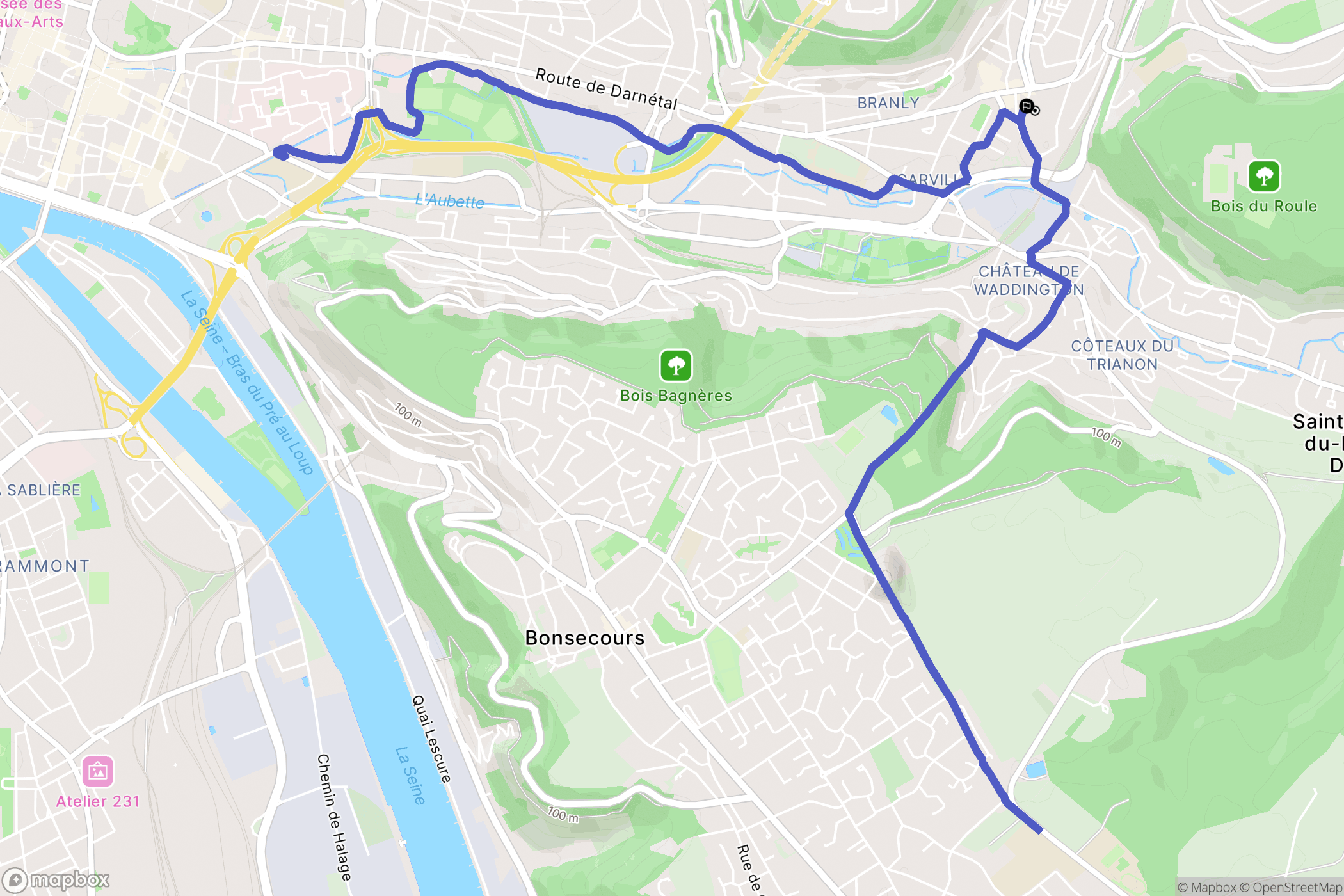 Darnétal : carte du parcours de randonnée - France
