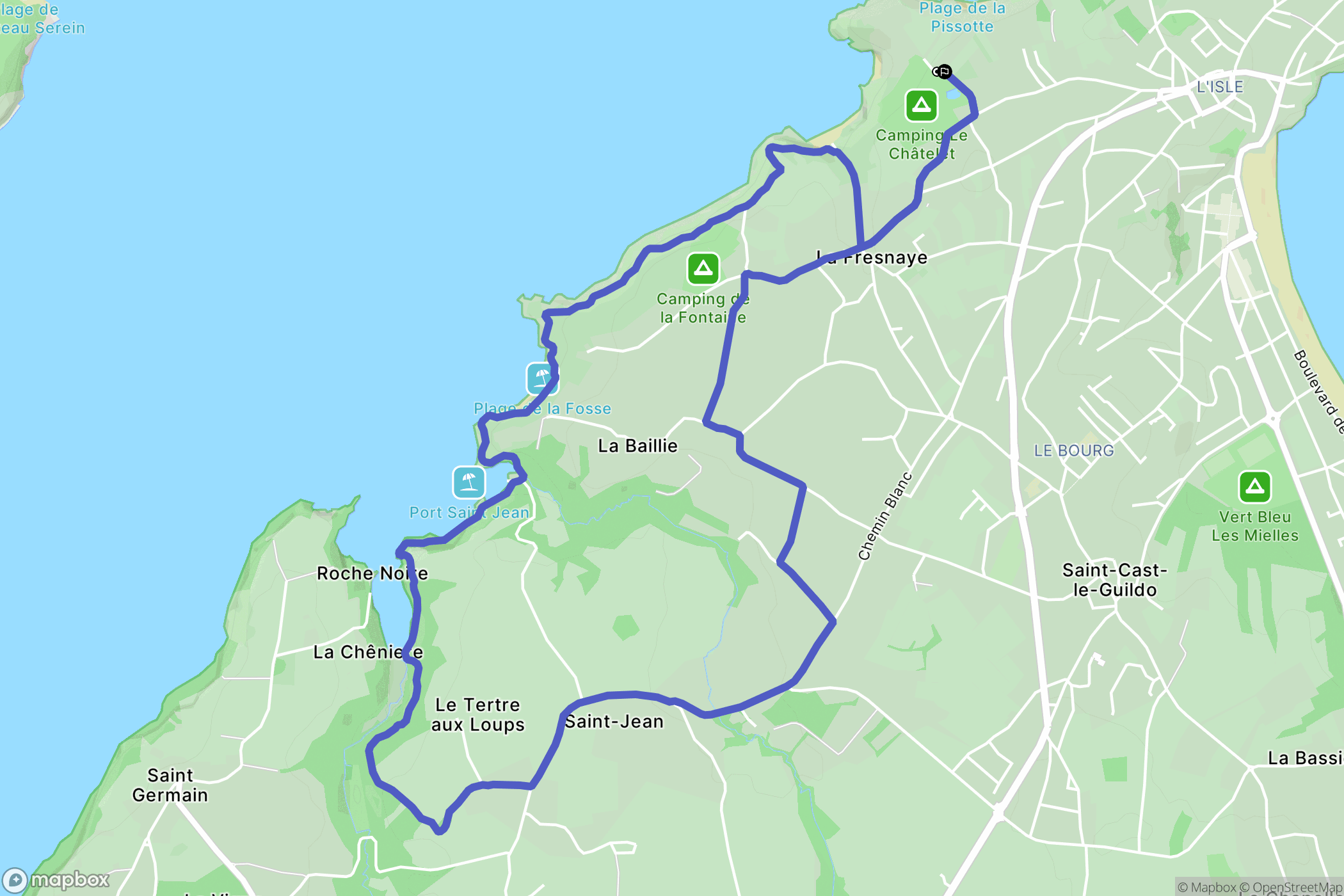 Saint-Cast-le-Guildo : carte du parcours de randonnée - France