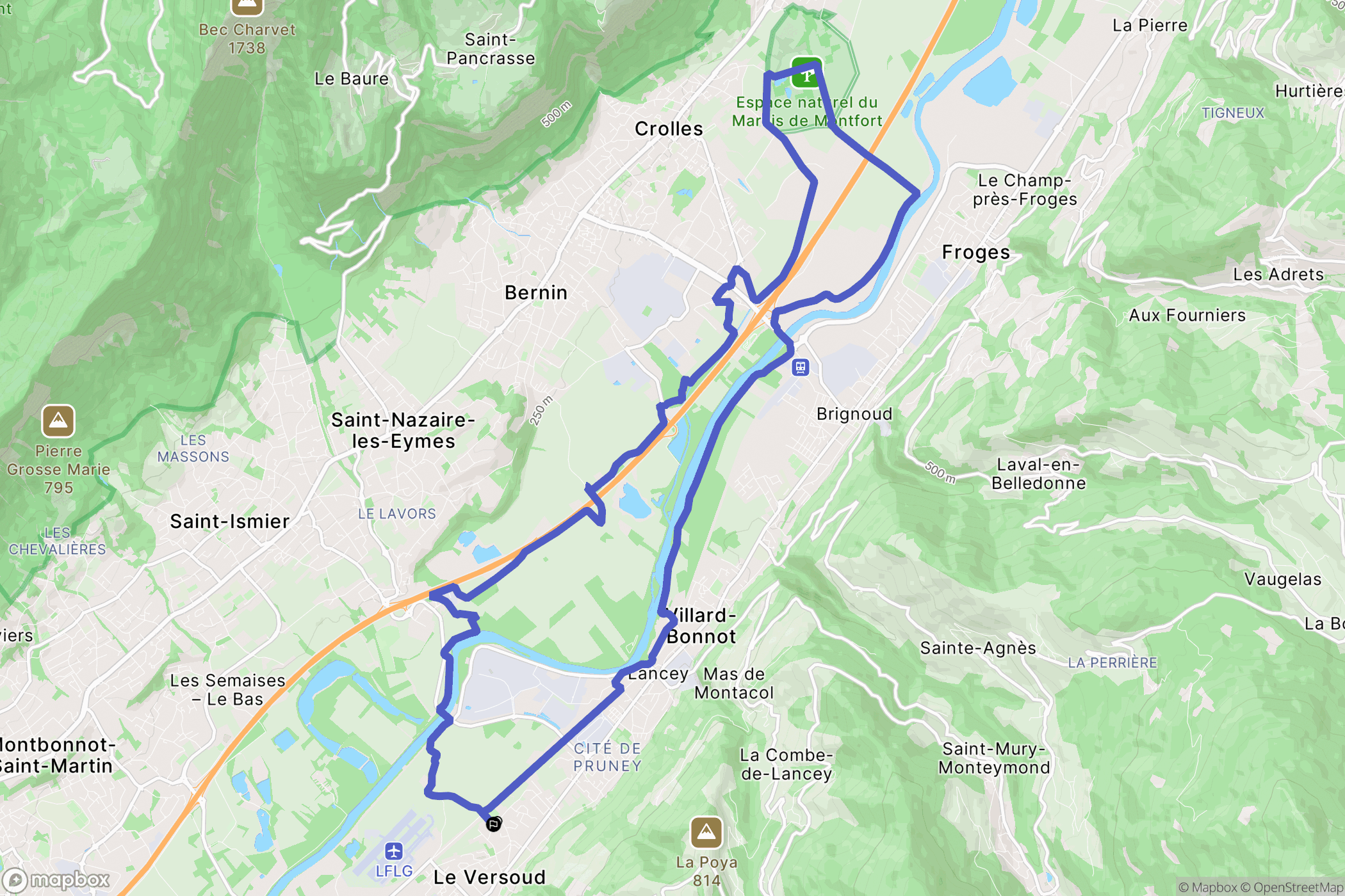 Le Versoud : carte du parcours de randonnée - France