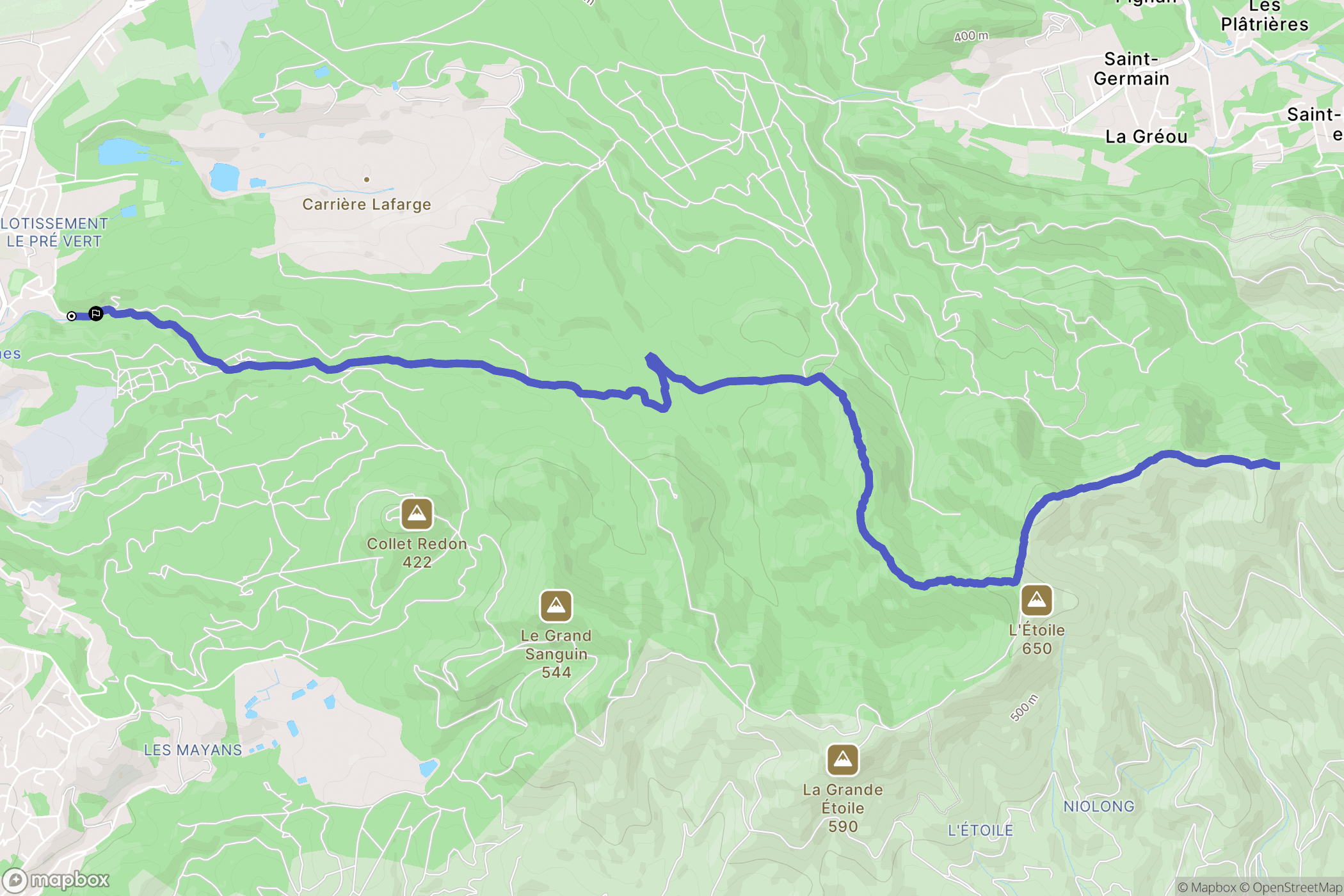 Septèmes-les-Vallons : carte du parcours de randonnée - France