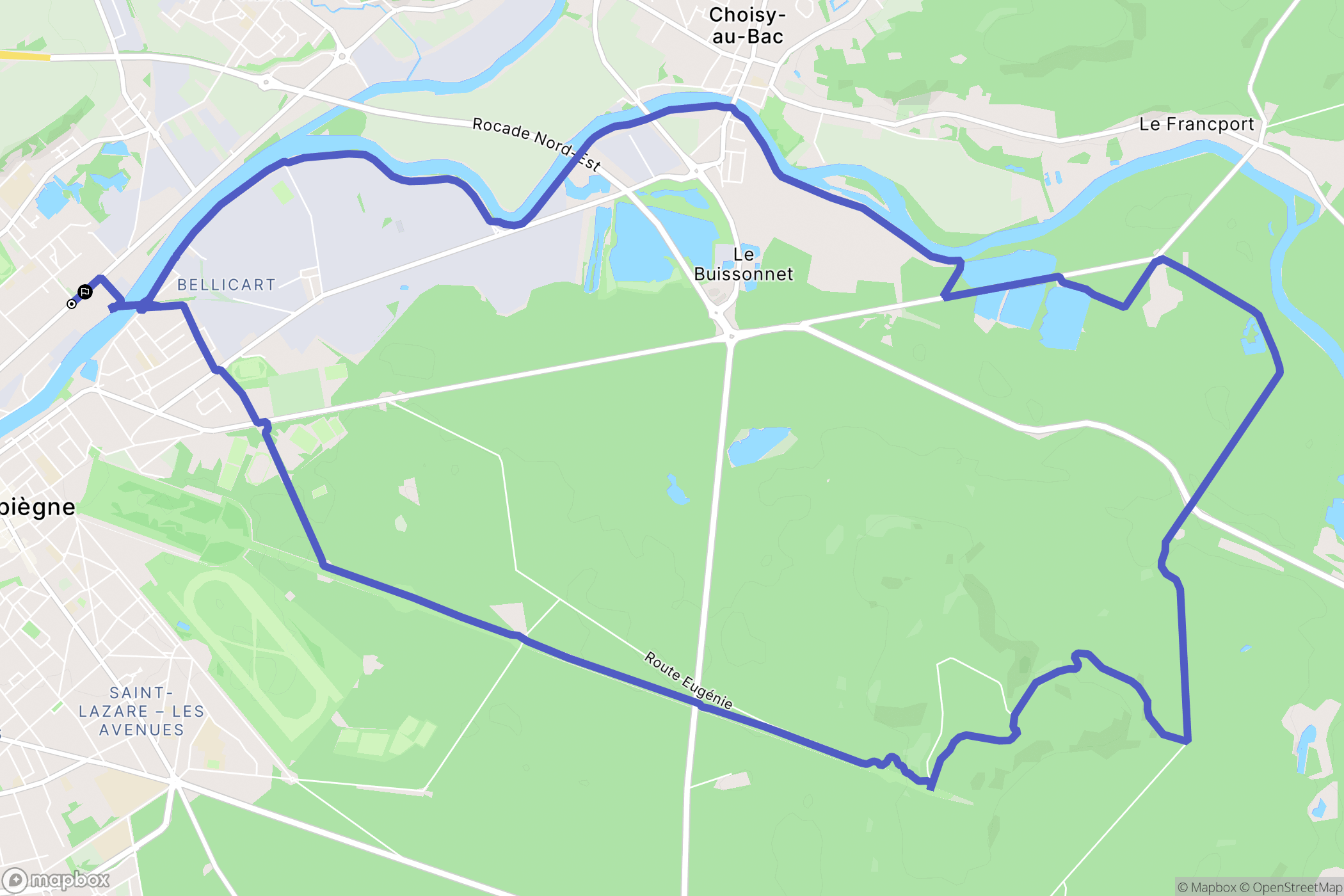 Margny-lès-Compiègne : carte du parcours de randonnée - France