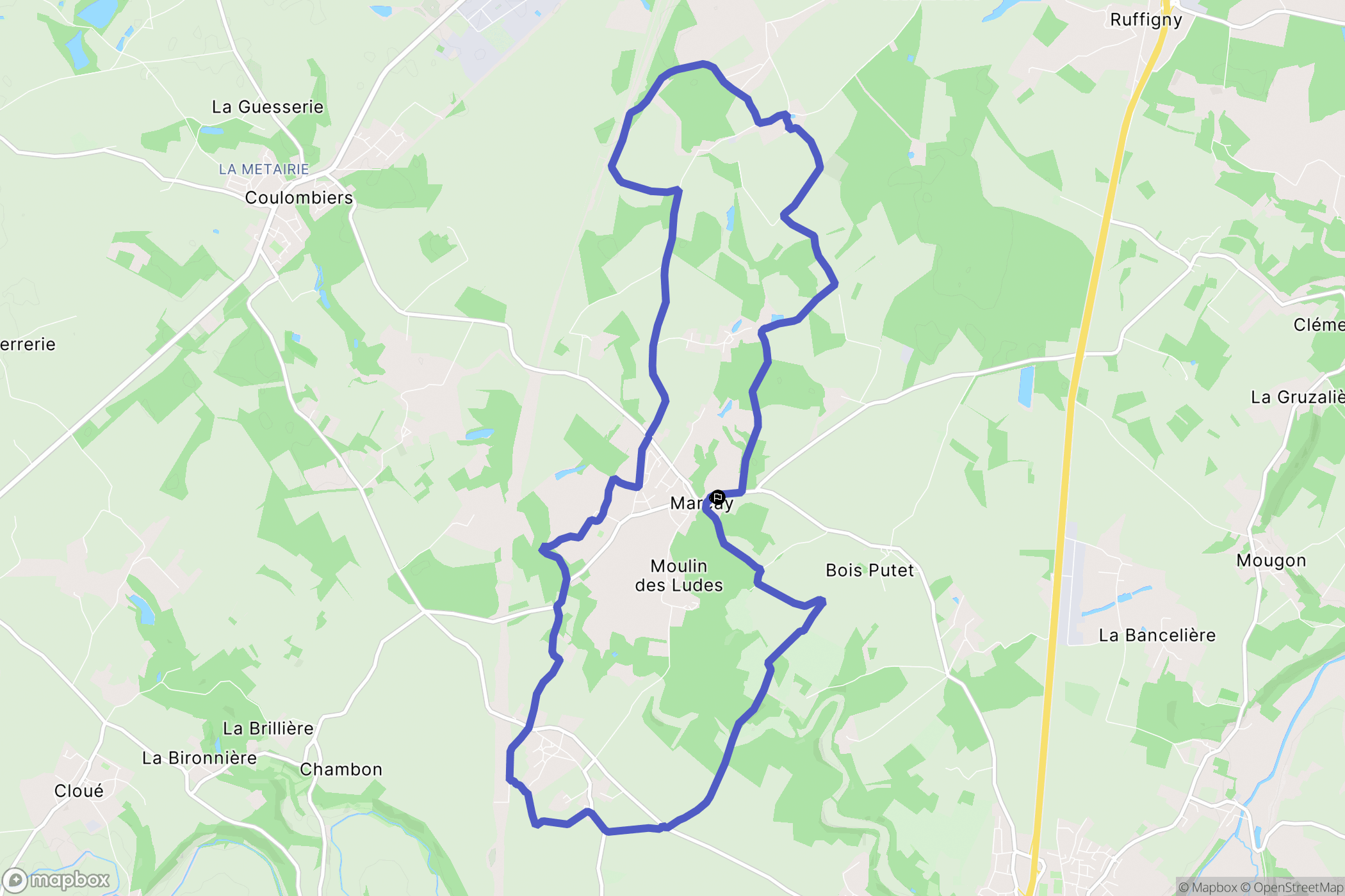 Marçay : carte du parcours de randonnée - France