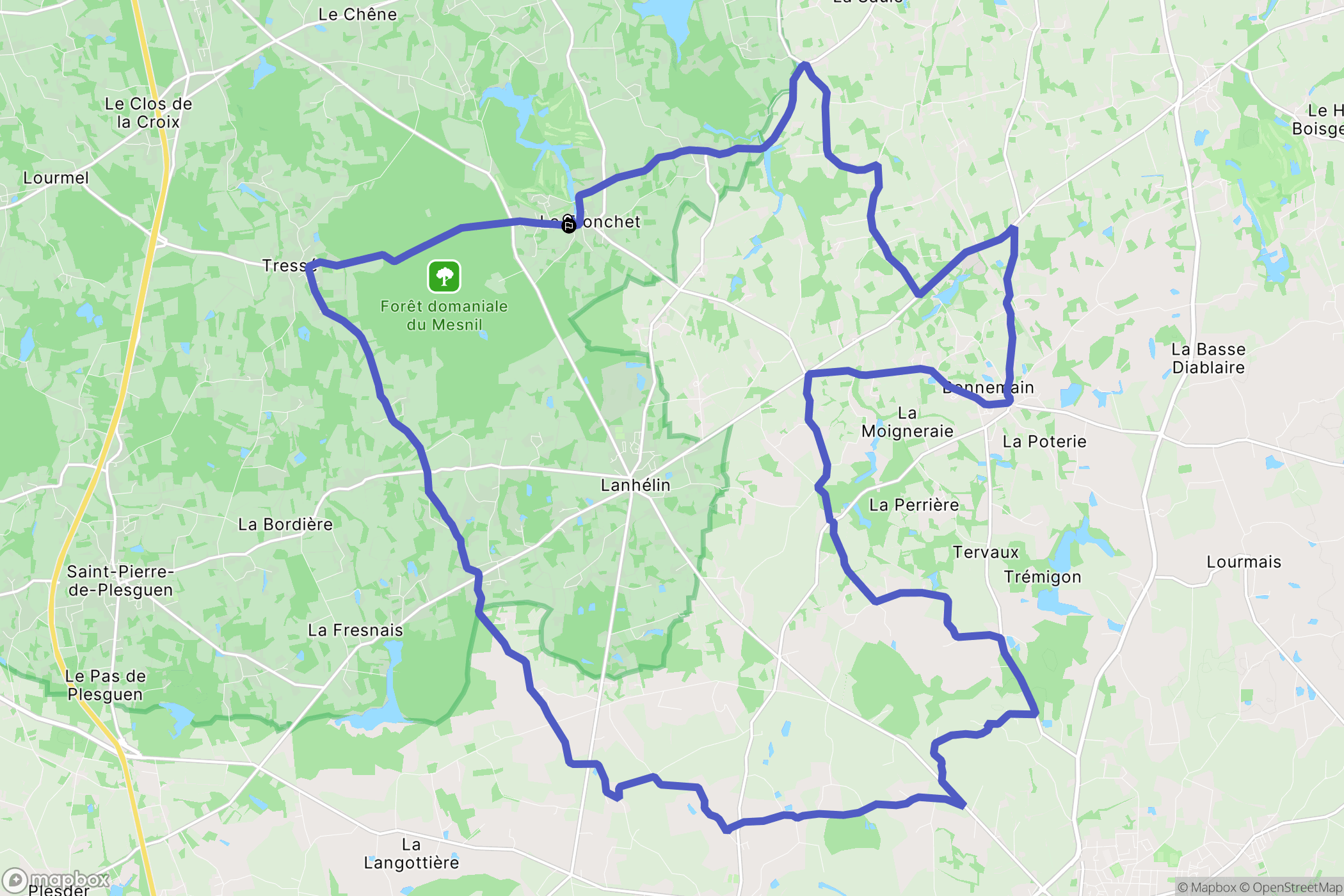 Le Tronchet : carte du parcours de randonnée - France