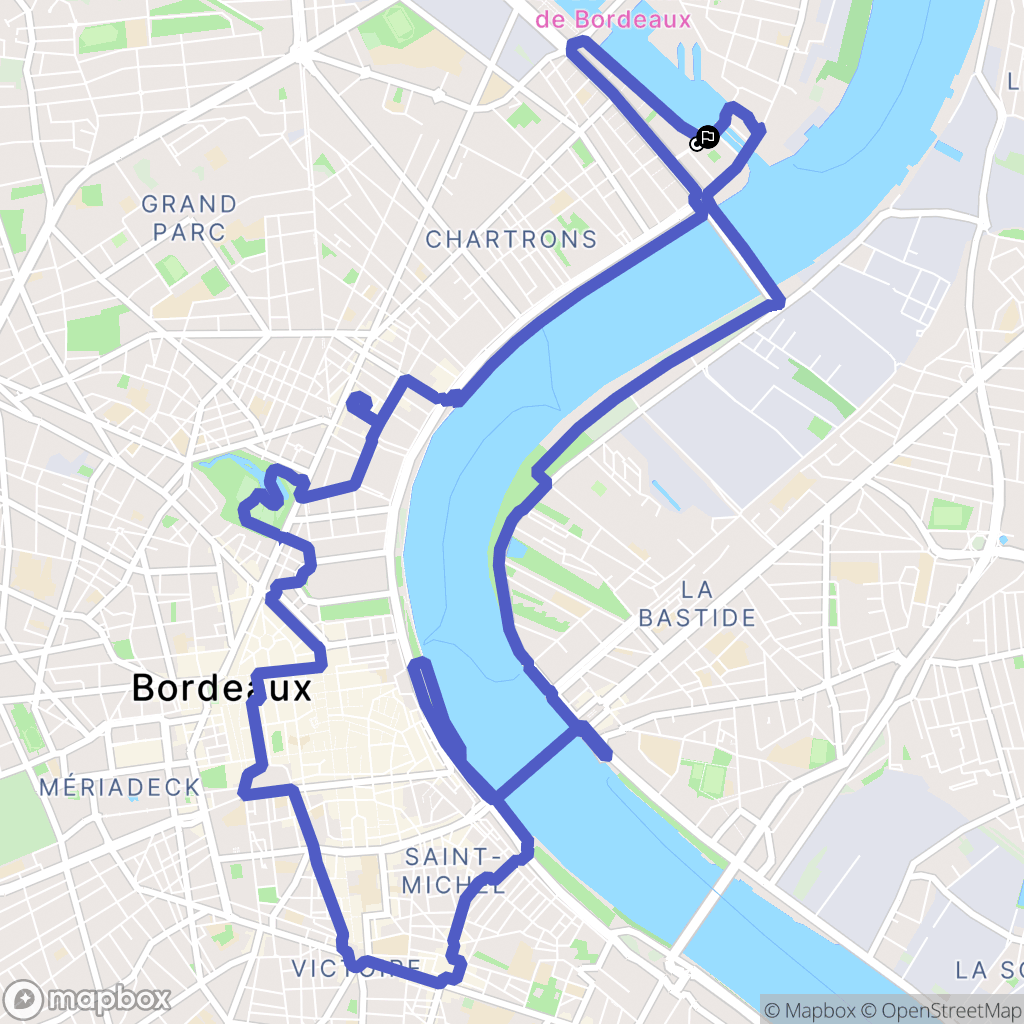 Bordeaux : carte du parcours de randonnée - France
