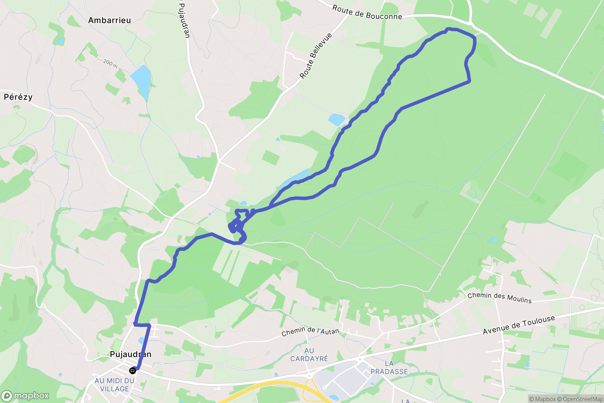 Pujaudran : carte du parcours de randonnée - France