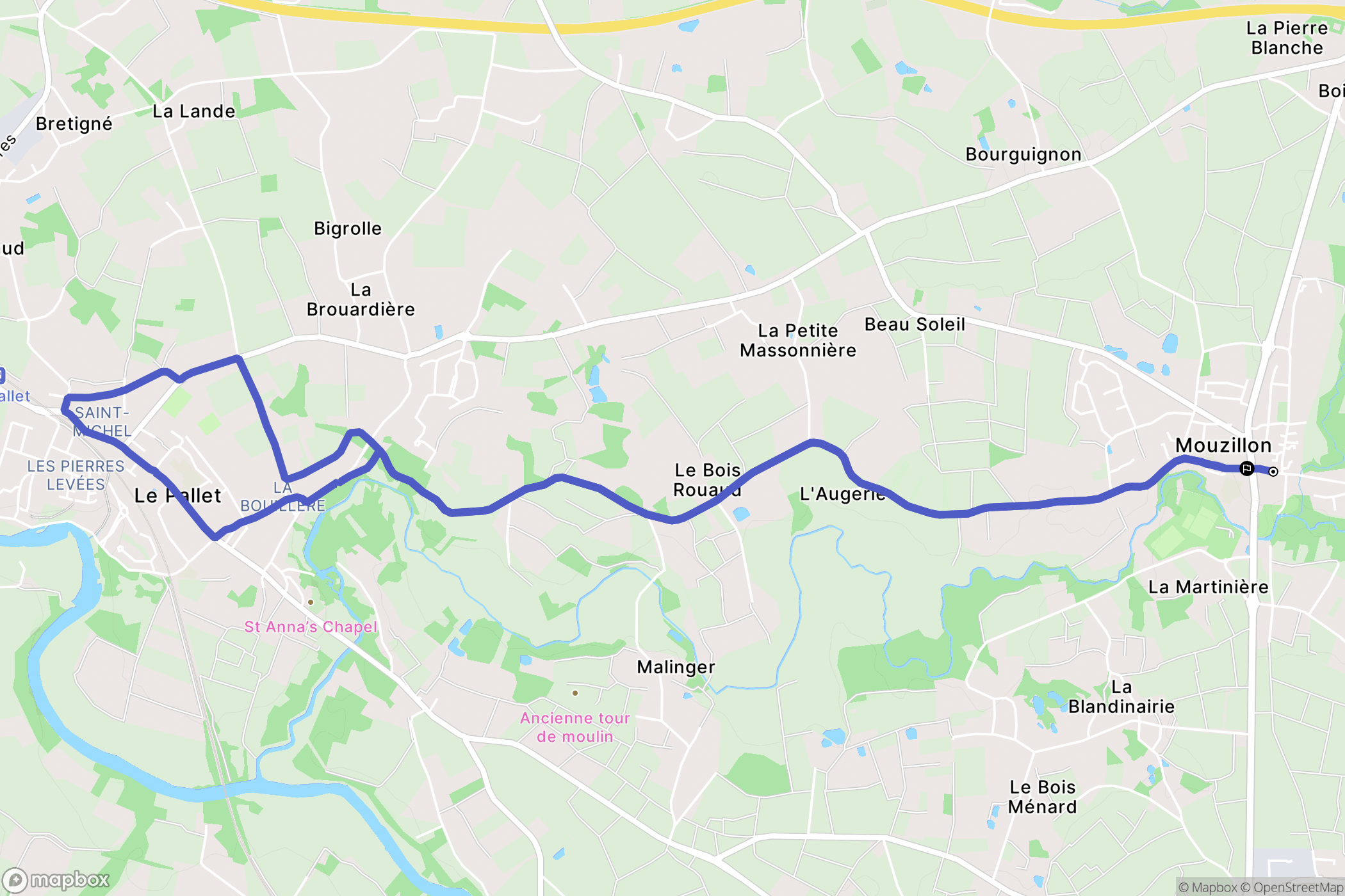 Mouzillon : carte du parcours de randonnée - France