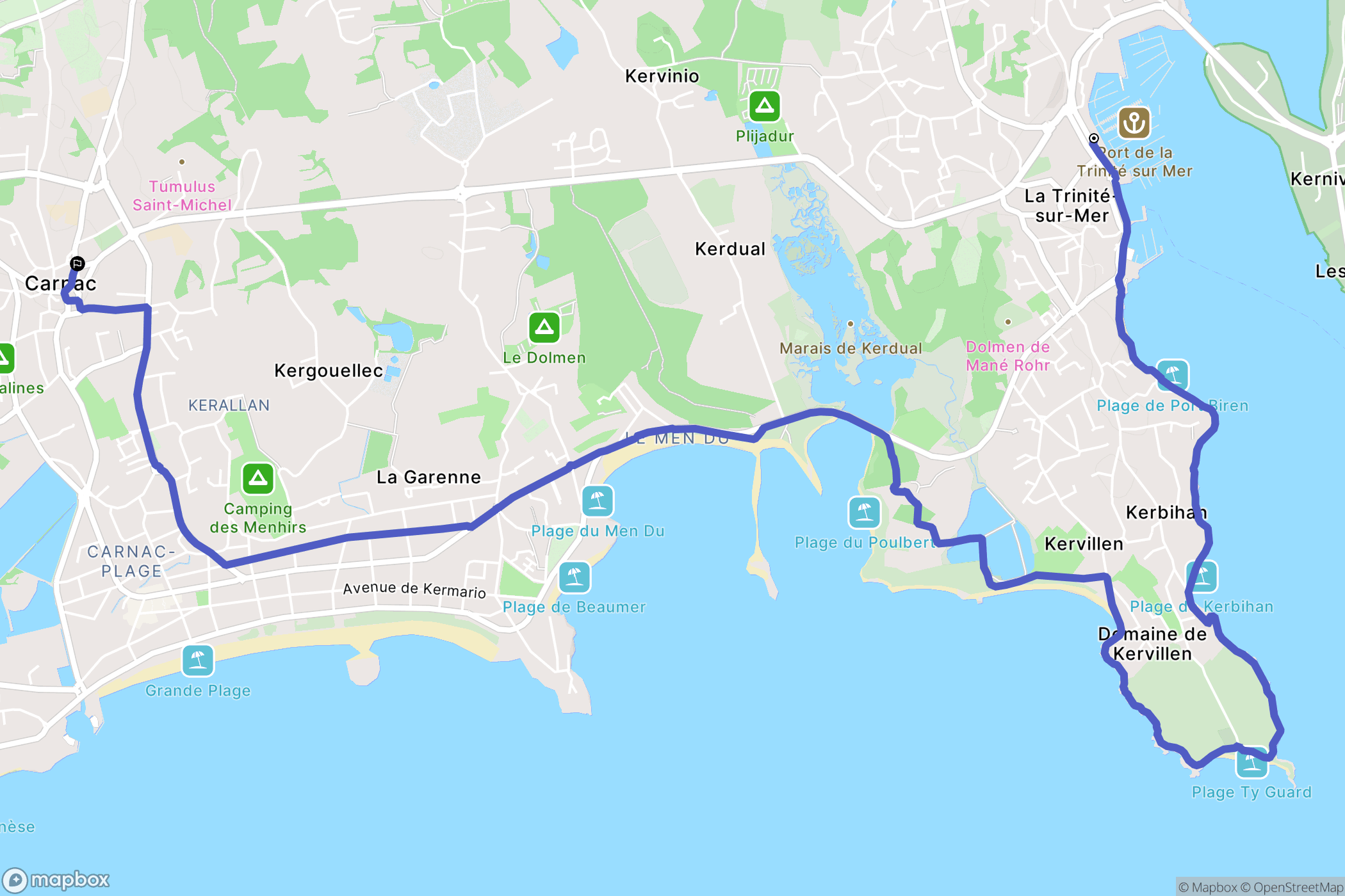 La Trinité-sur-Mer : carte du parcours de randonnée - France