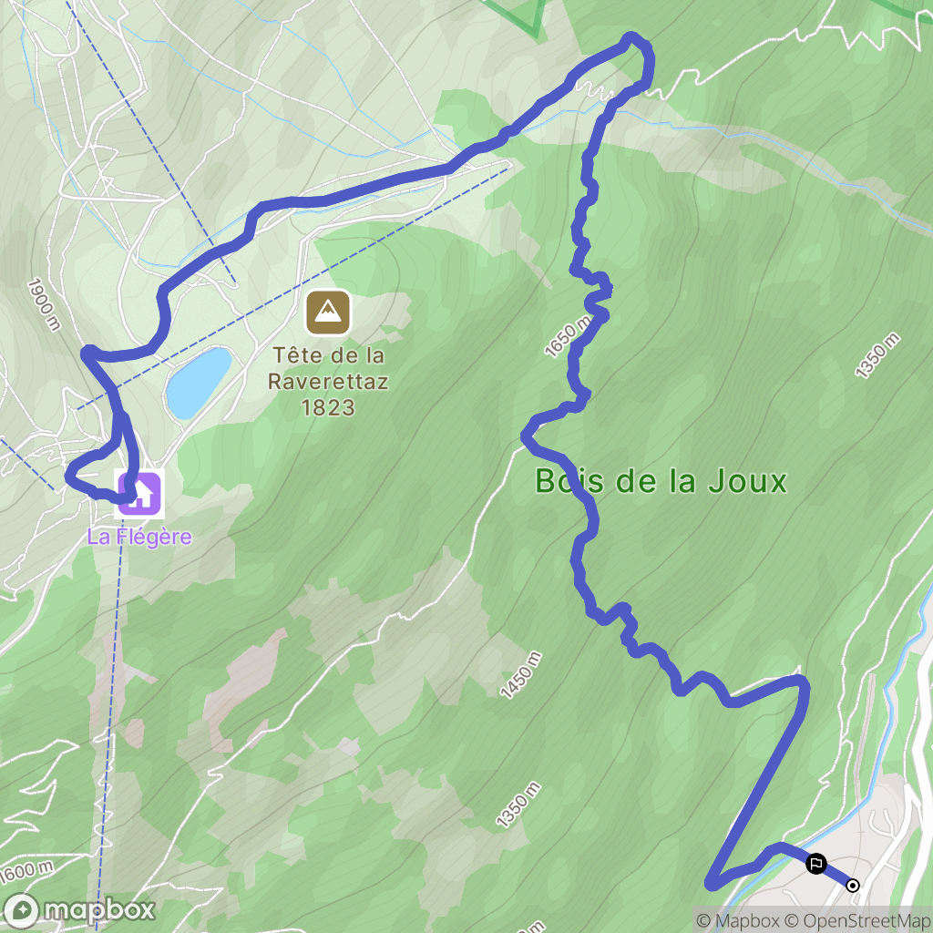 Chamonix-Mont-Blanc : carte du parcours de randonnée - France