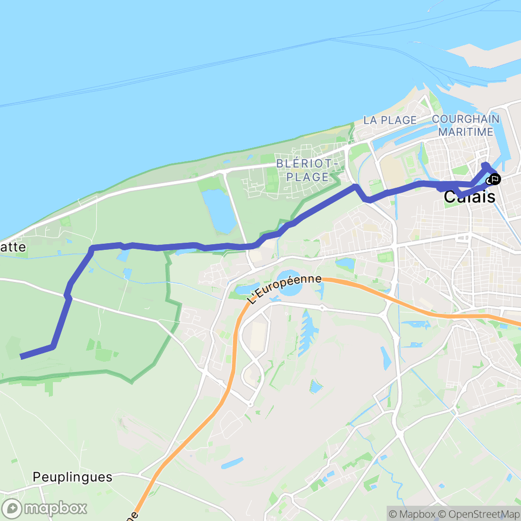 Calais : carte du parcours de randonnée - France