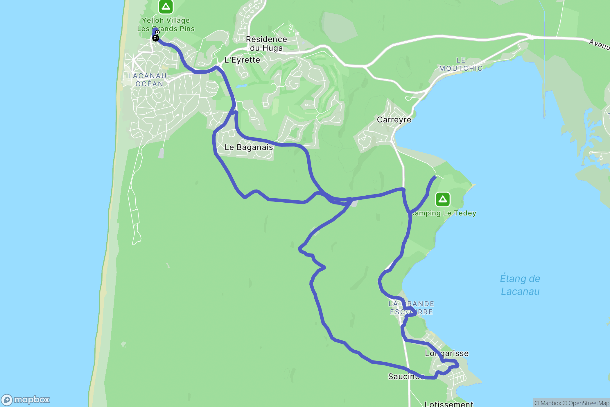Lacanau : carte du parcours de randonnée - France