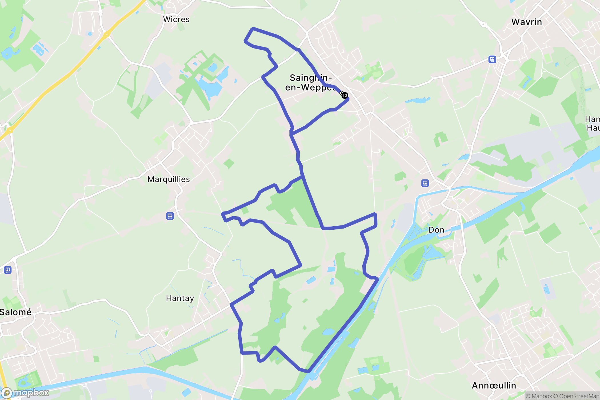 Sainghin-en-Weppes : carte du parcours de randonnée - France