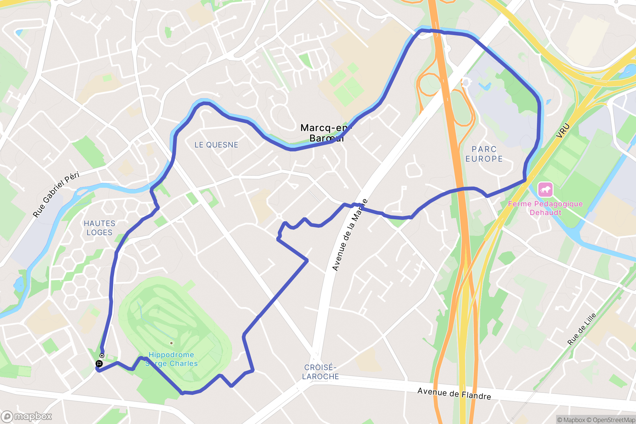 Marcq-en-Barœul : carte du parcours de randonnée - France