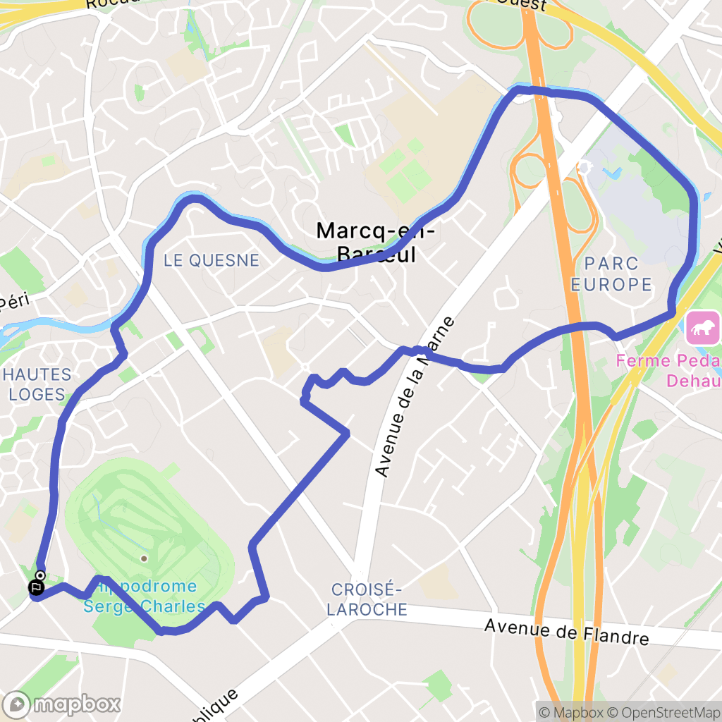 Marcq-en-Barœul : carte du parcours de randonnée - France