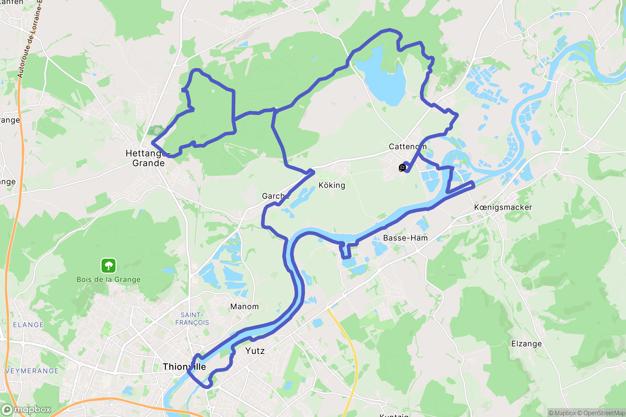 Cattenom : carte du parcours de randonnée - France