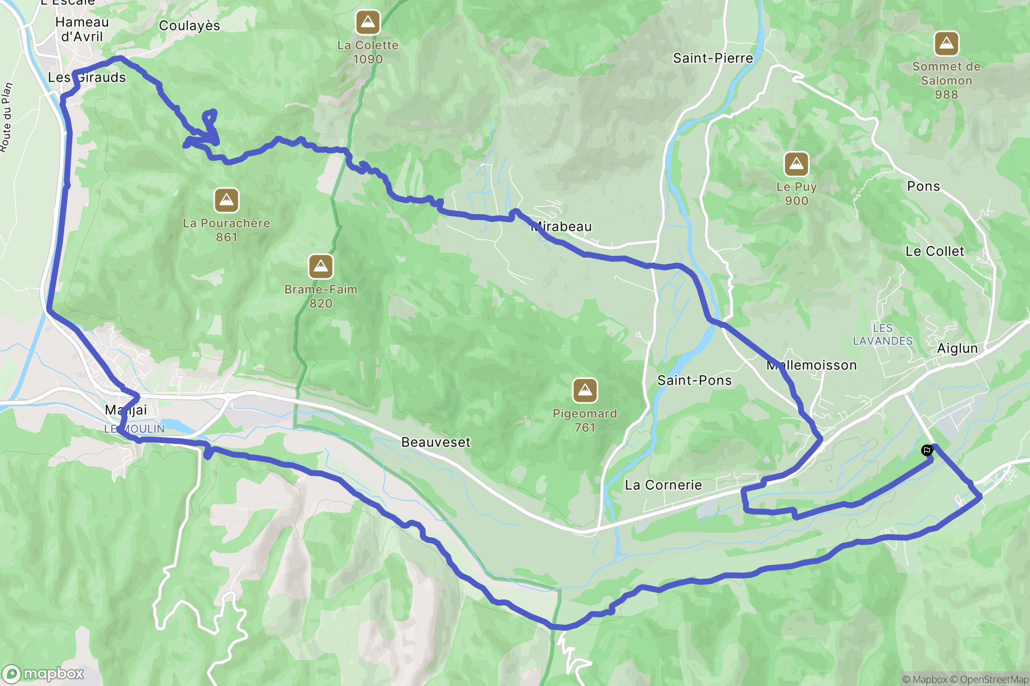 Mallemoisson : carte du parcours de randonnée - France