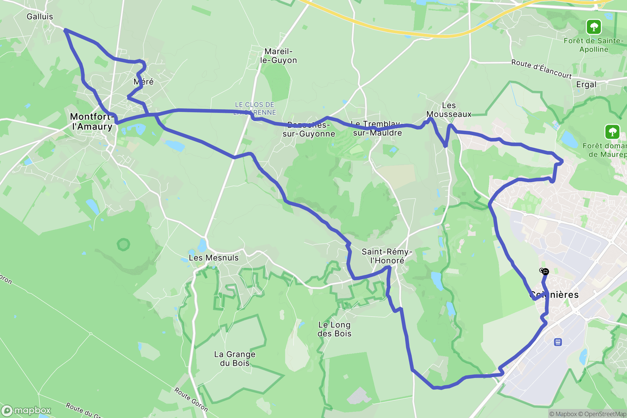 Coignières : carte du parcours de randonnée - France