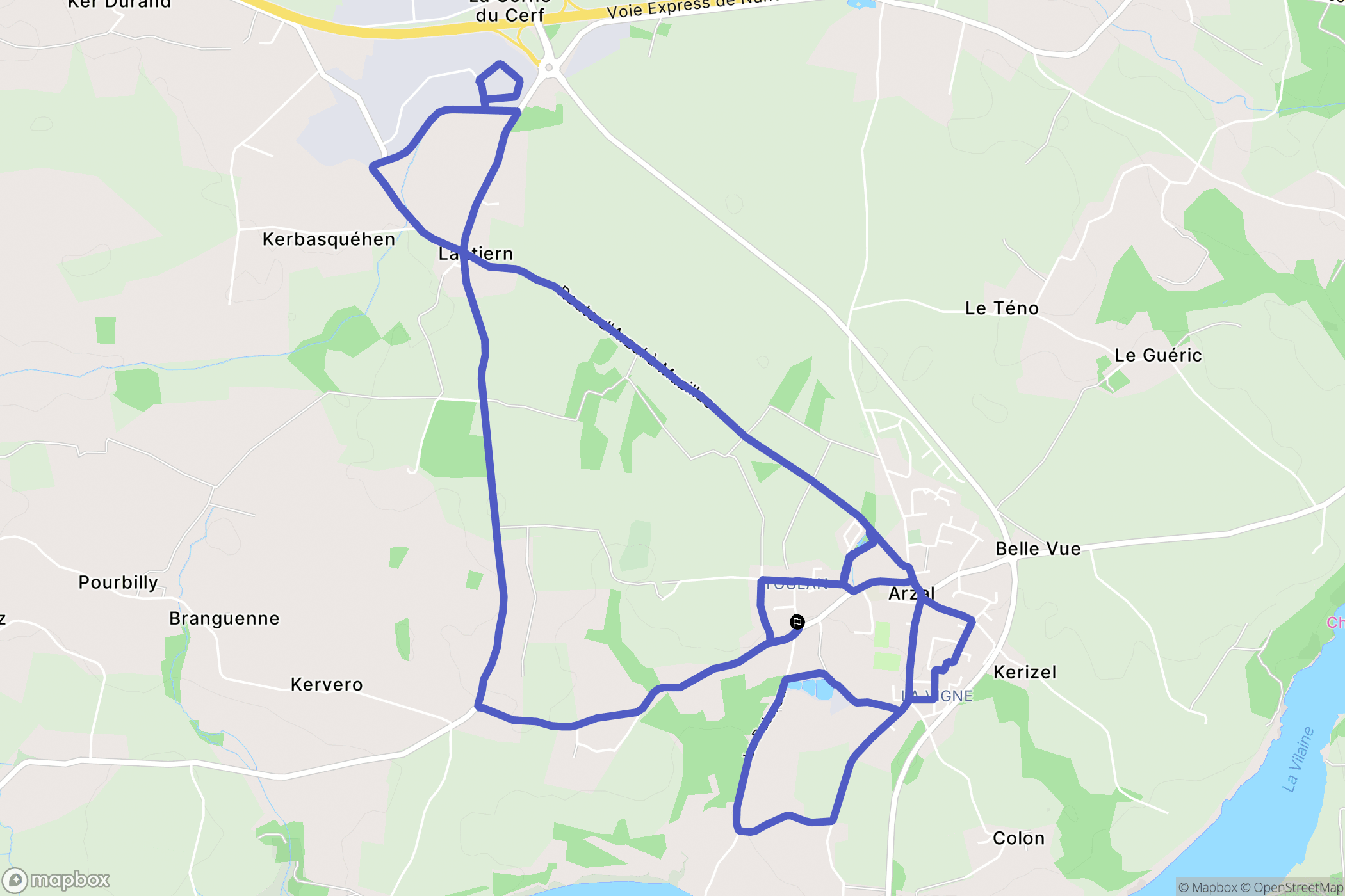 Arzal : carte du parcours de randonnée - France