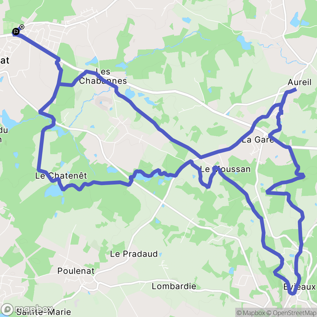 Feytiat : carte du parcours de randonnée - France