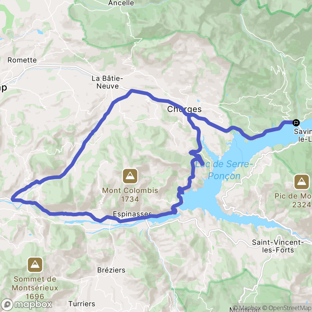 Savines-le-Lac : carte du parcours de randonnée - France