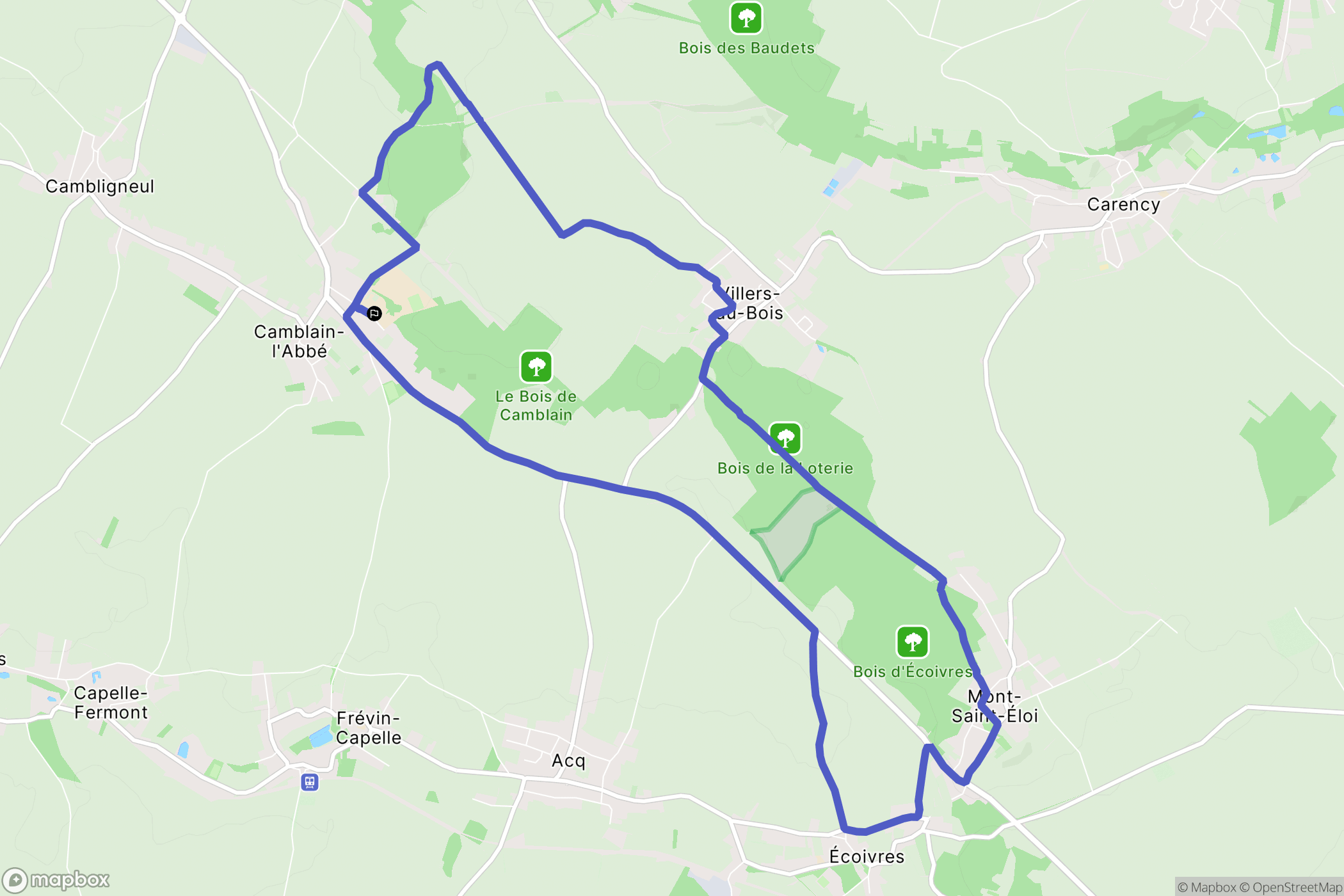 Camblain-l'Abbé : carte du parcours de randonnée - France