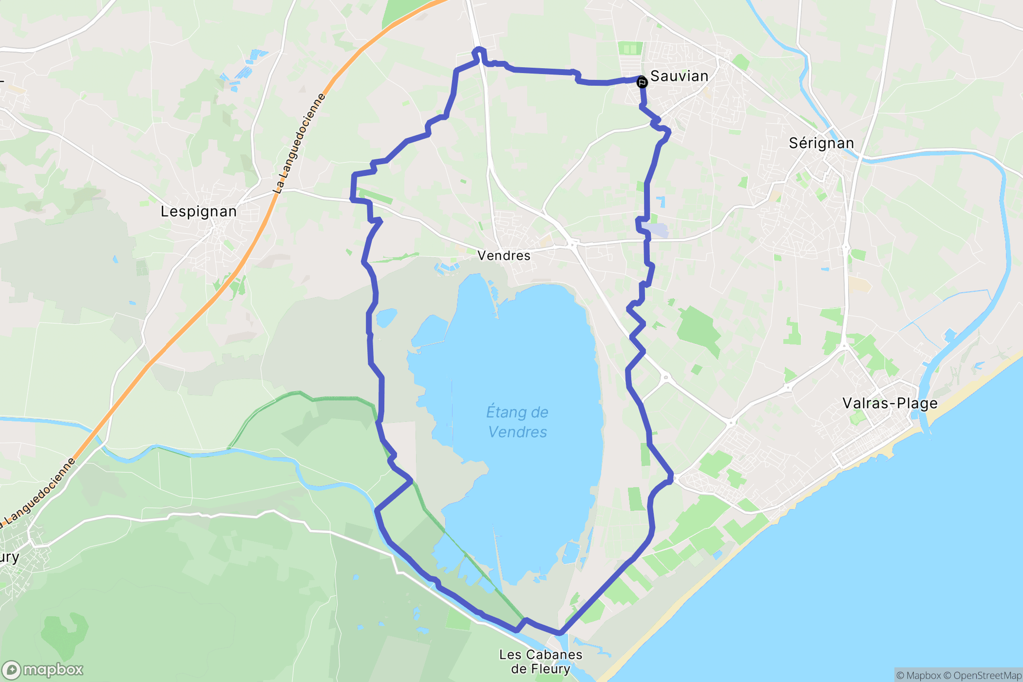 Sauvian : carte du parcours de randonnée - France