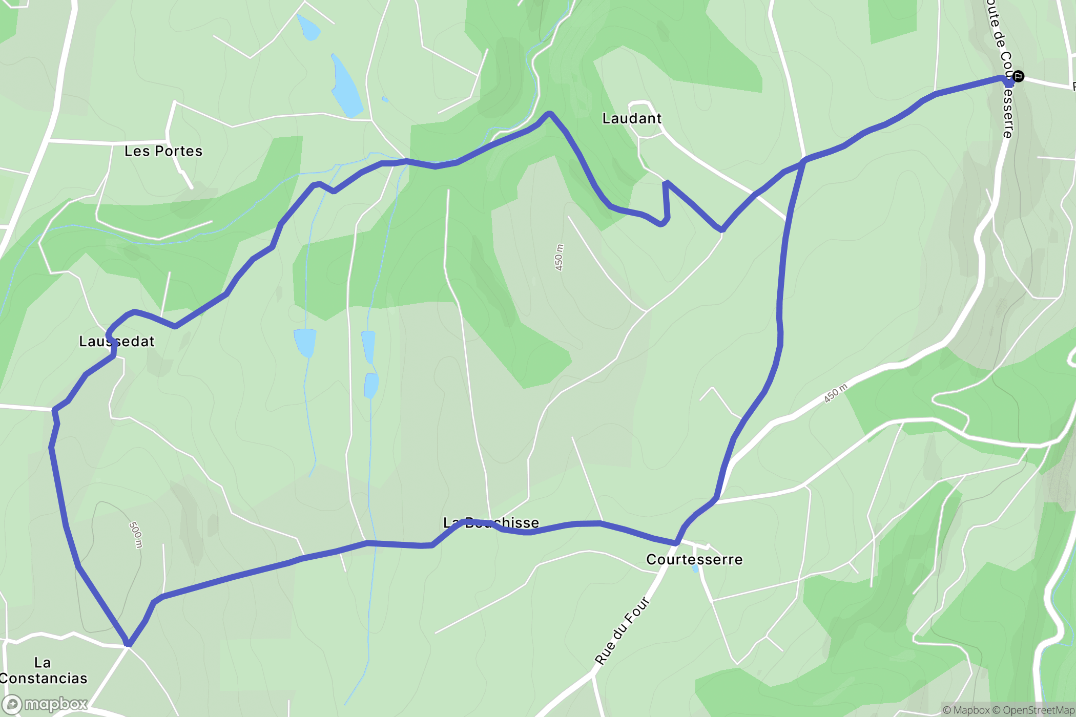 Courpière : carte du parcours de randonnée - France