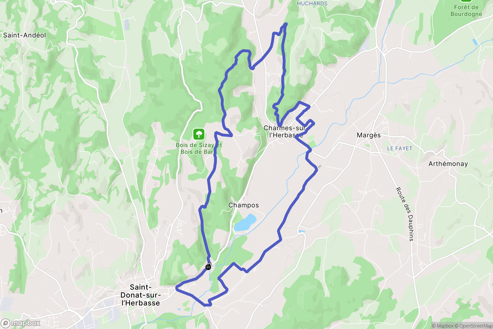 Saint-Donat-sur-l'Herbasse : carte du parcours de randonnée - France