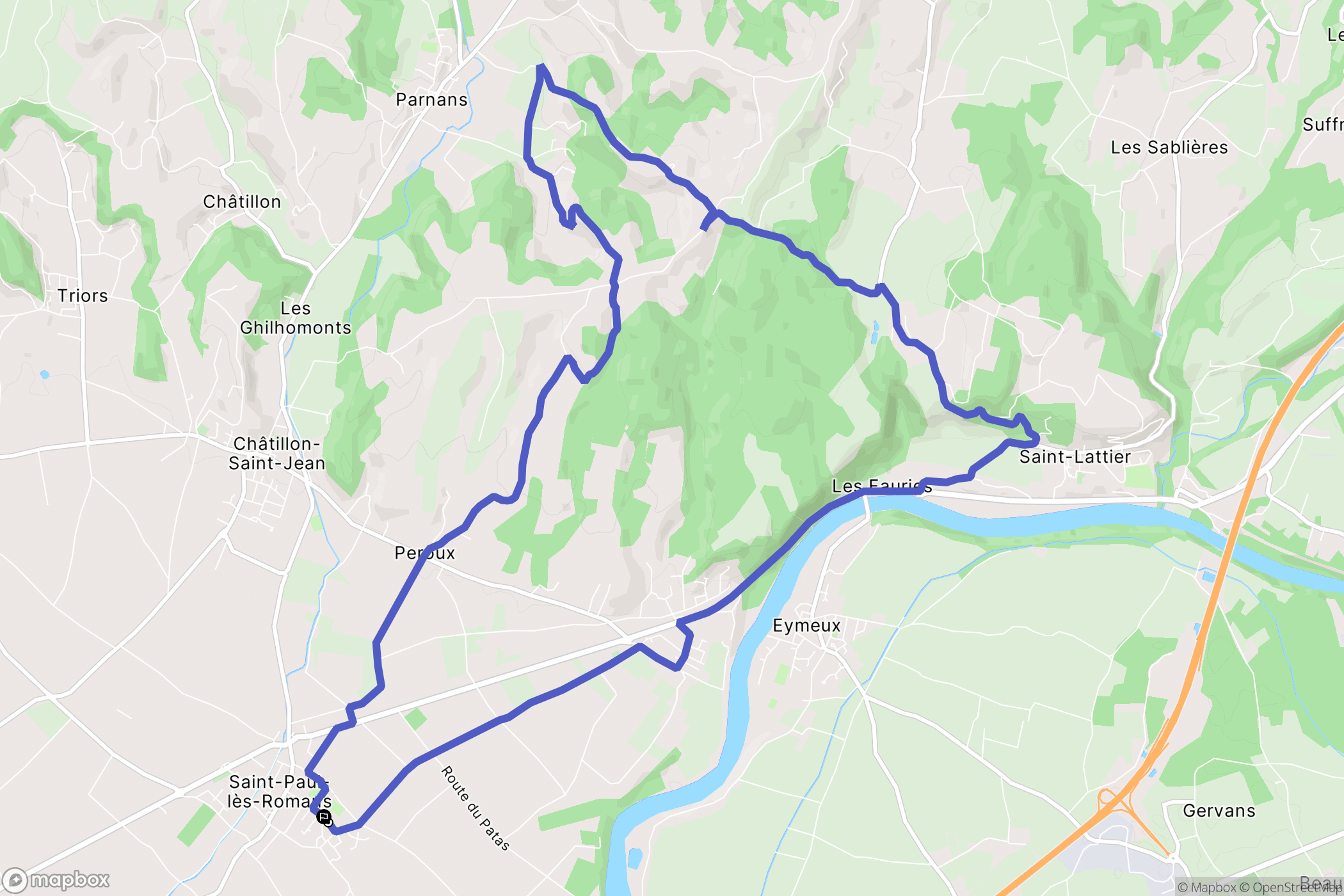 Saint-Lattier : carte du parcours de randonnée - France