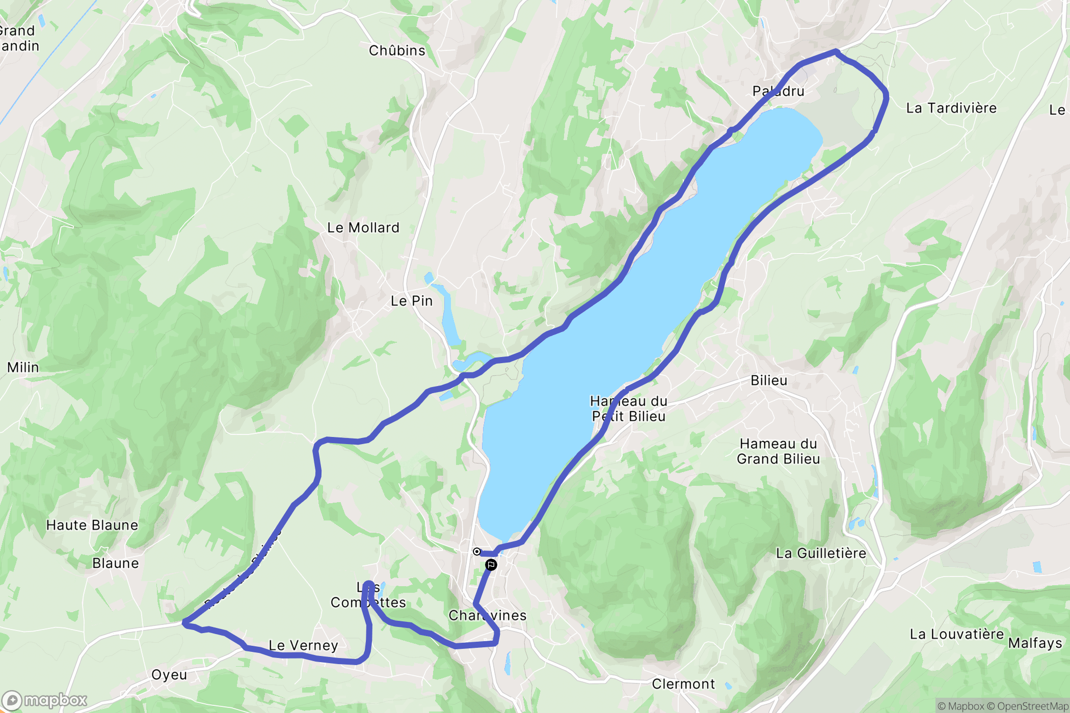 Charavines : carte du parcours de randonnée - France