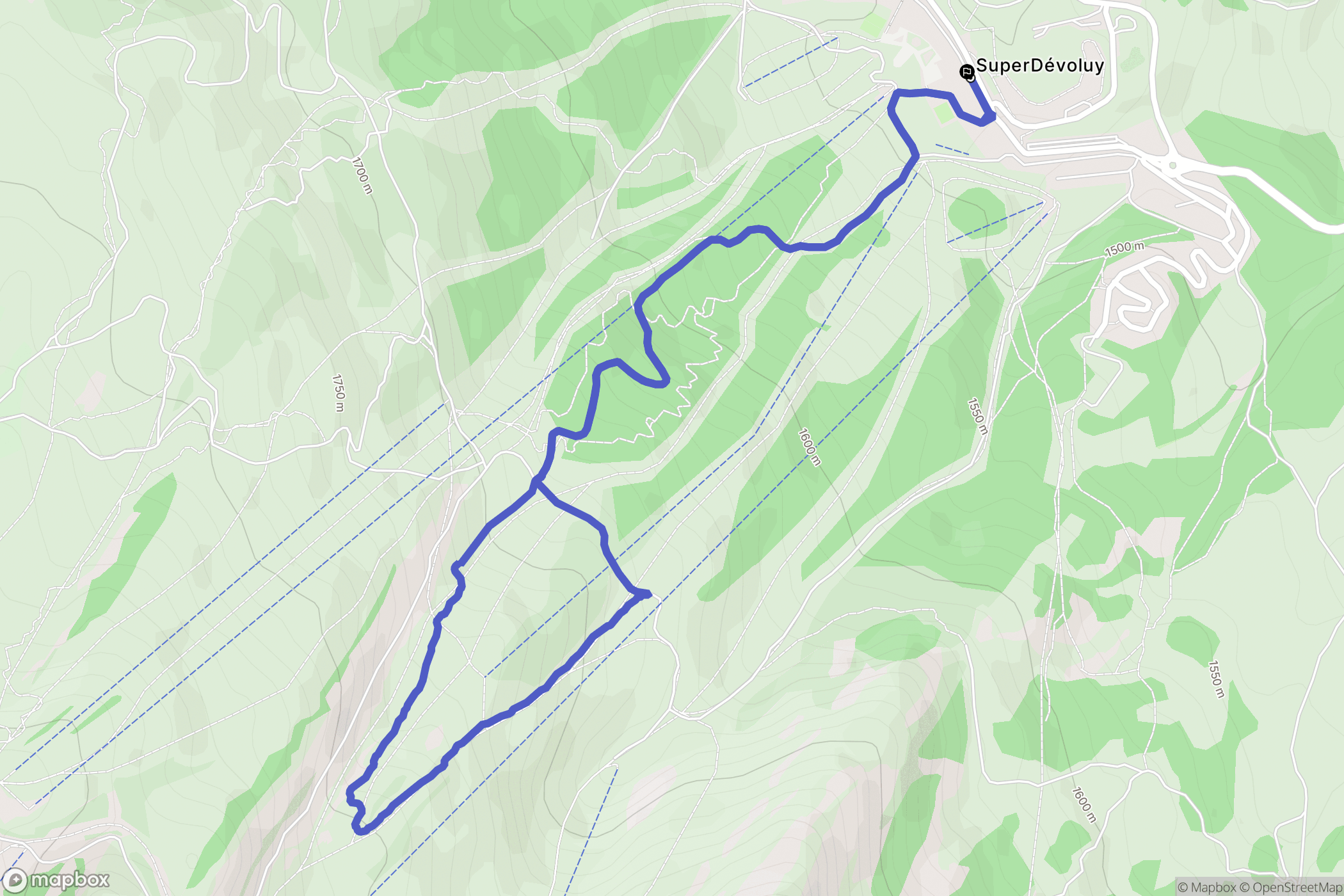 Le Dévoluy : carte du parcours de randonnée - France