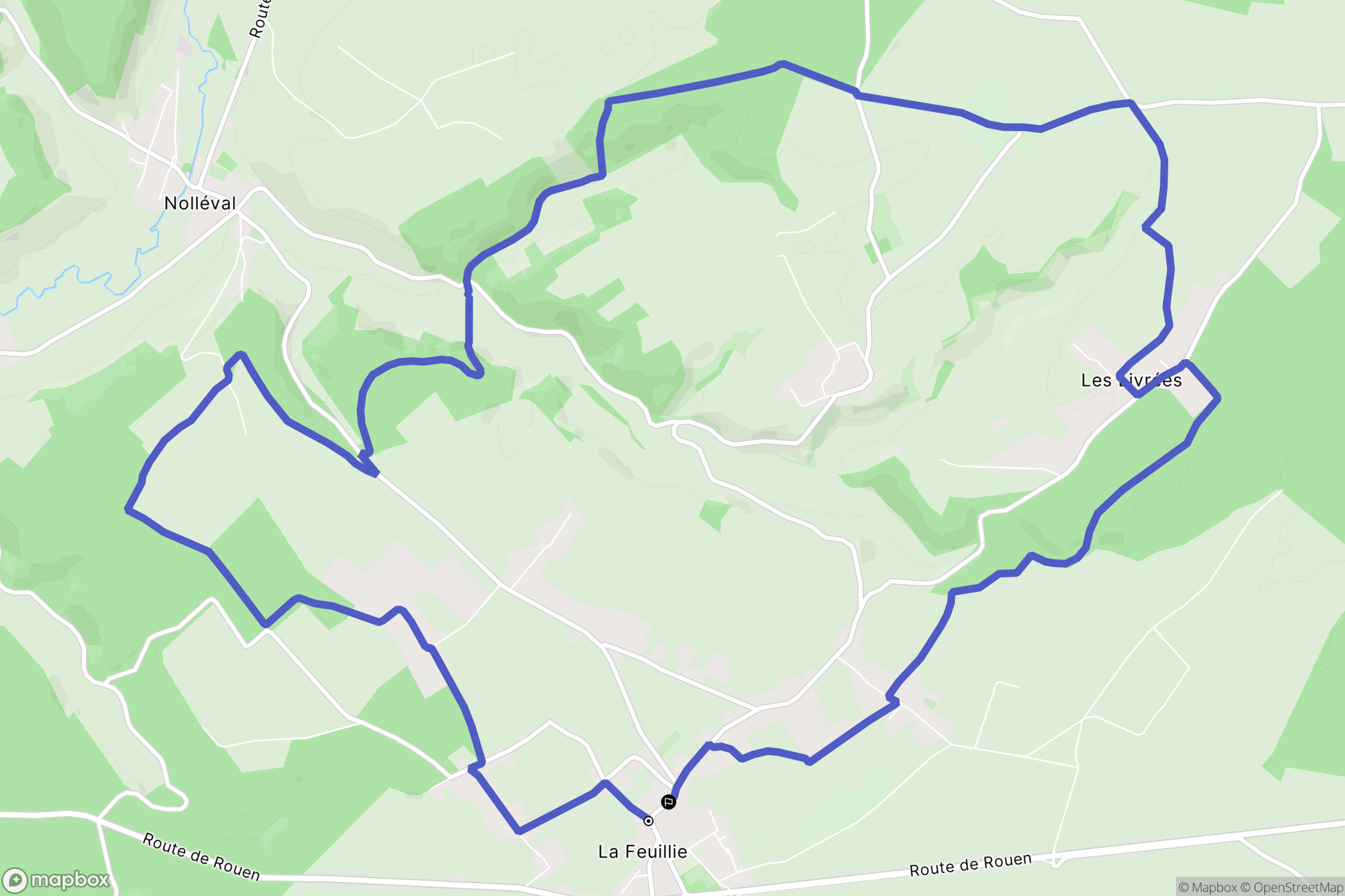 La Feuillie : carte du parcours de randonnée - France