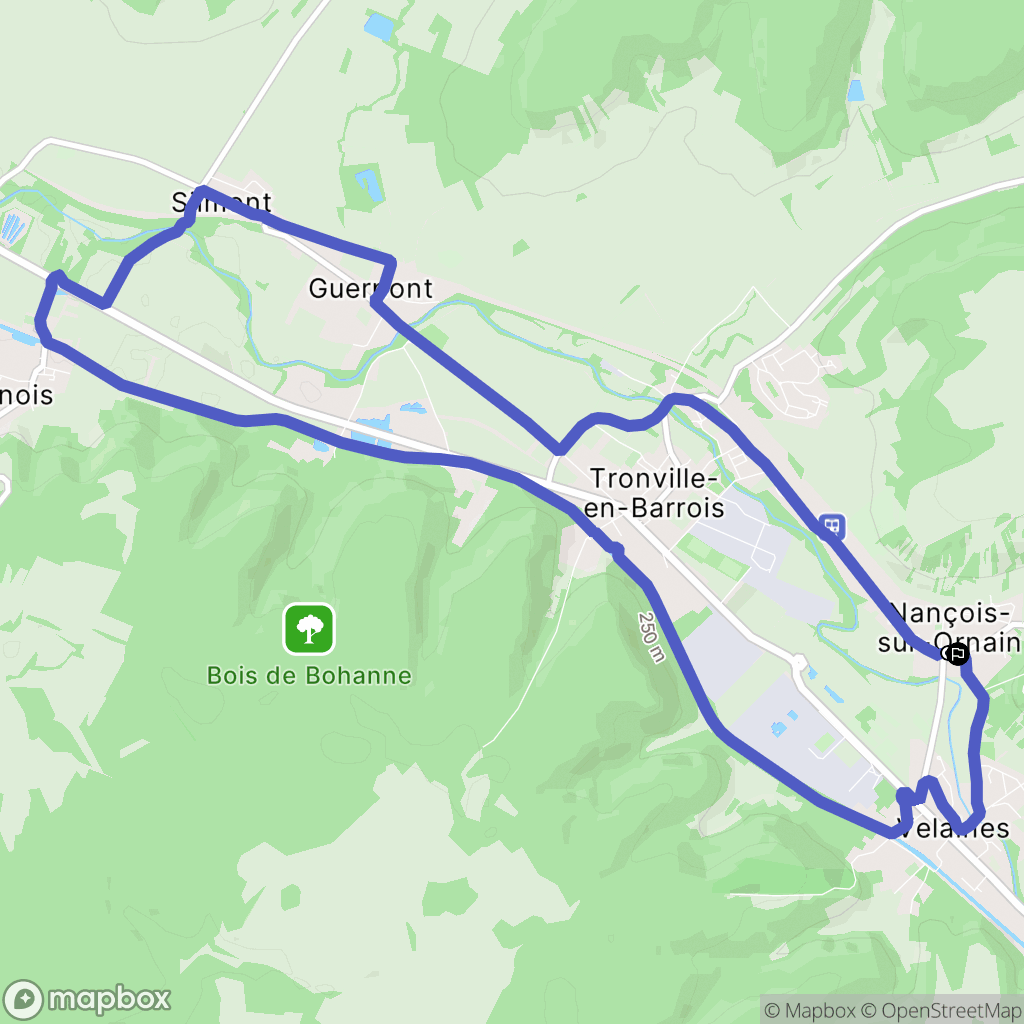 Nançois-sur-Ornain : carte du parcours de randonnée - France