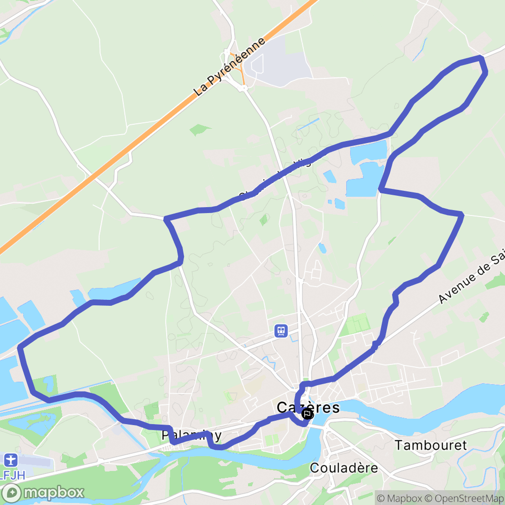 Cazères : carte du parcours de randonnée - France