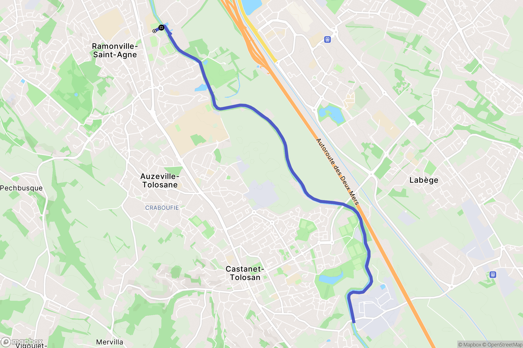 Ramonville-Saint-Agne : carte du parcours de randonnée - France