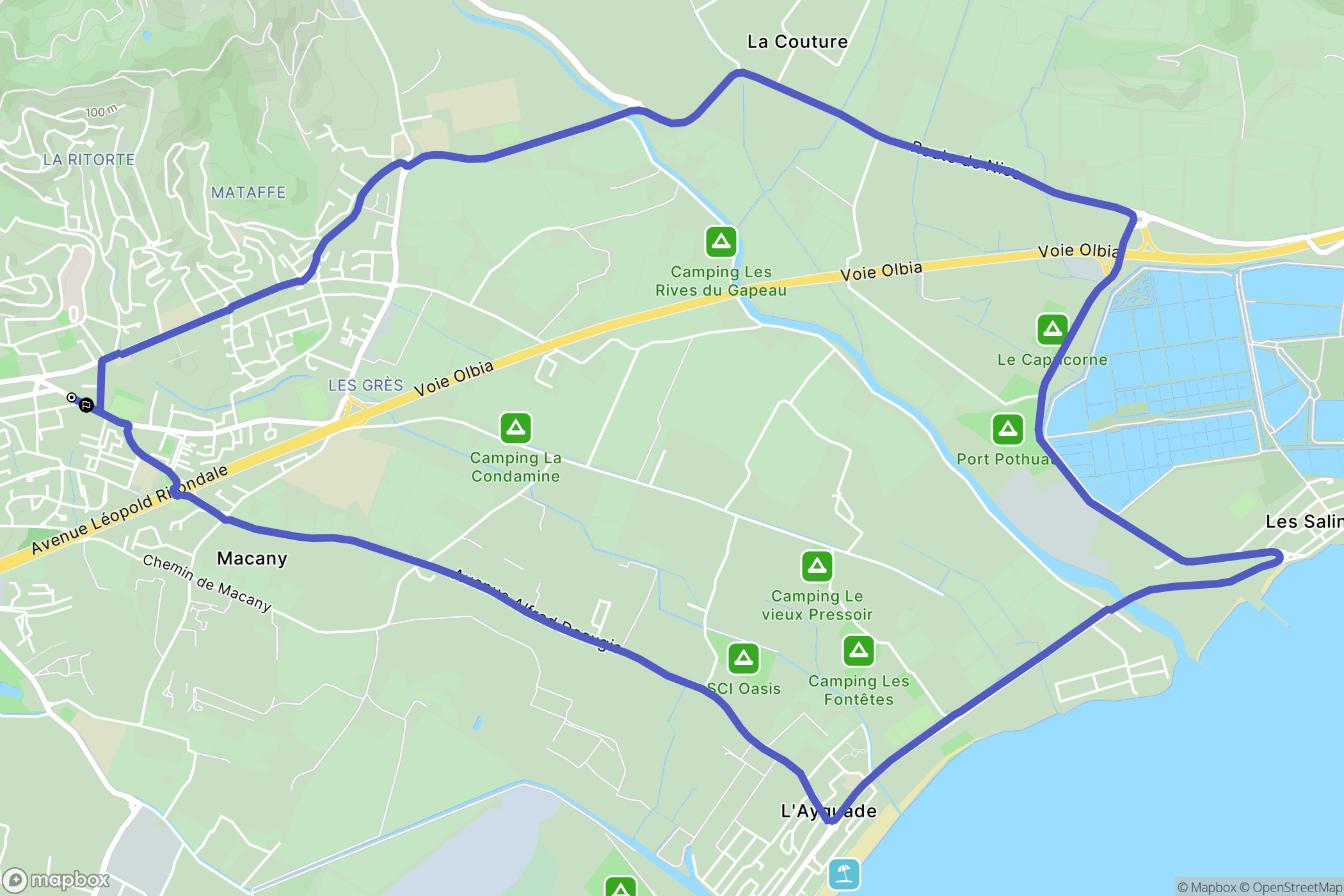 Hyères : carte du parcours de randonnée - France
