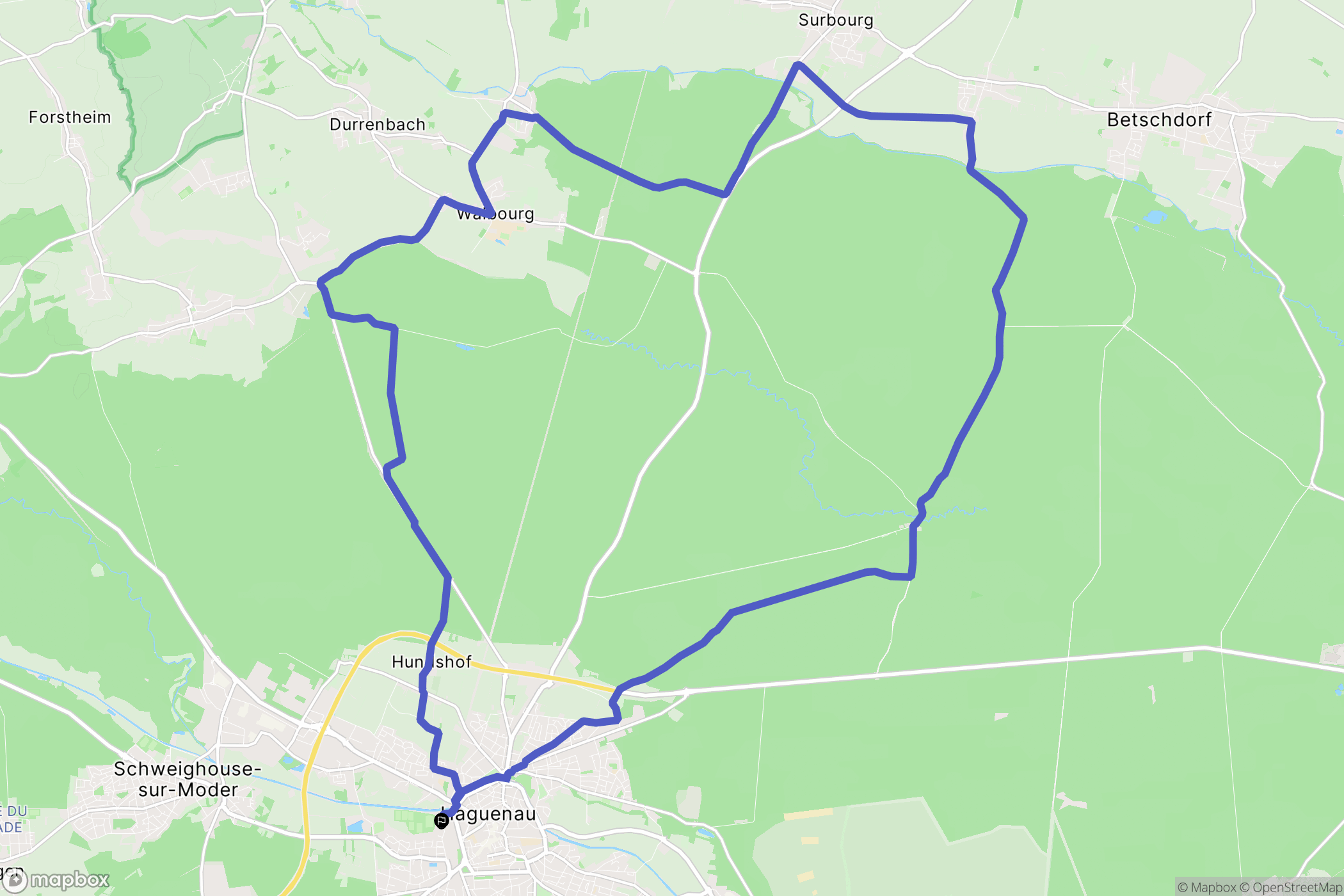 Haguenau : carte du parcours de randonnée - France