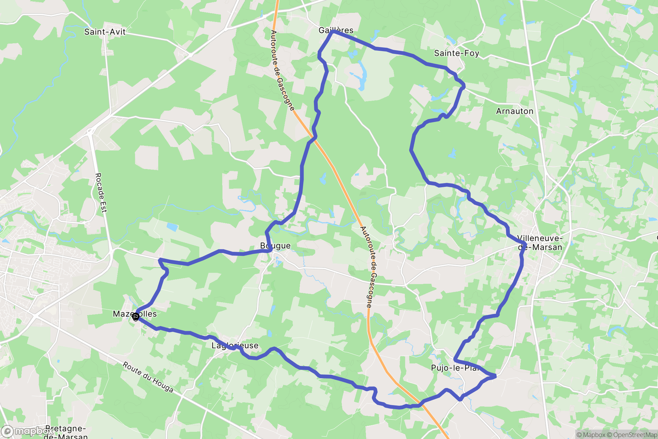Mazerolles : carte du parcours de randonnée - France