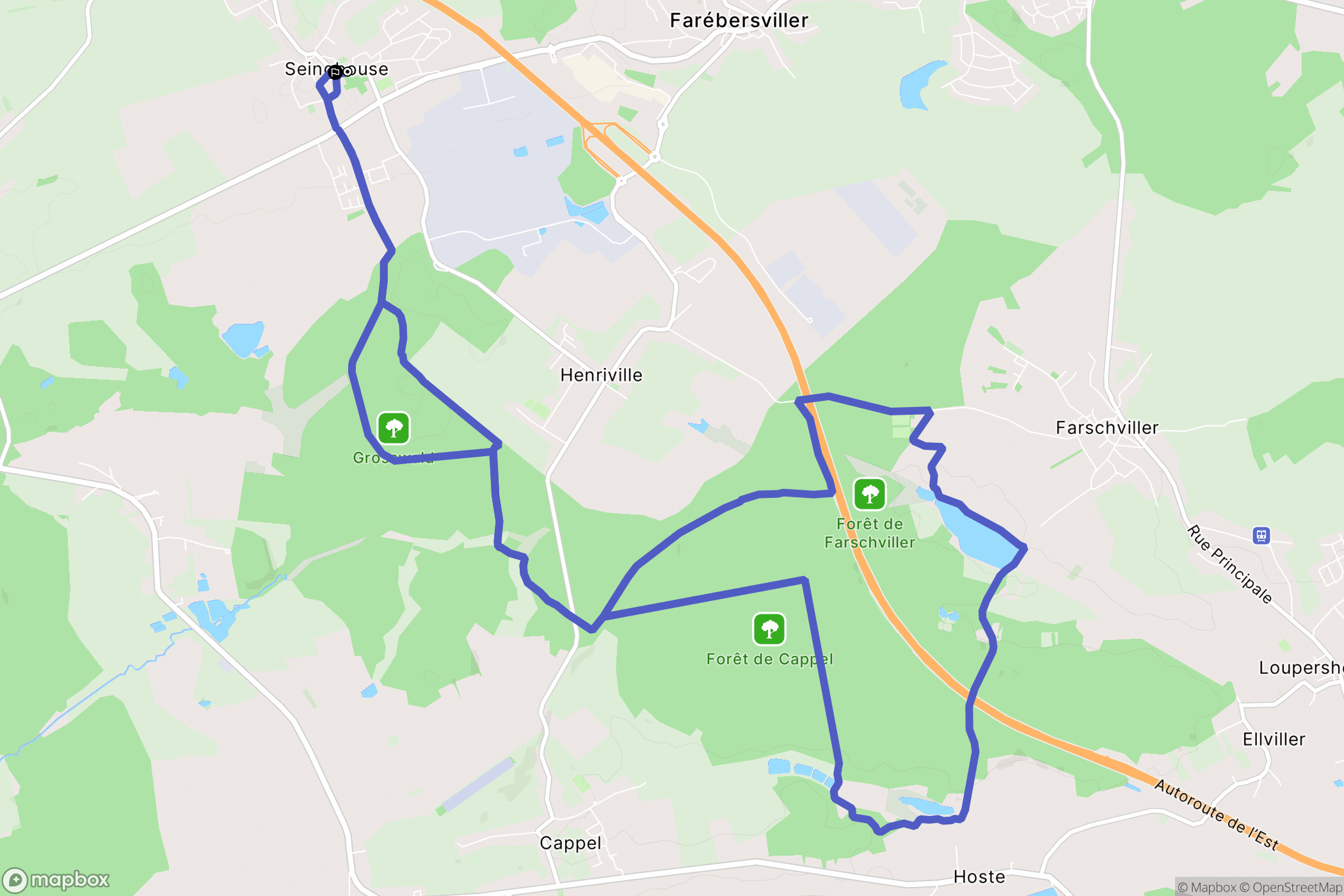 Seingbouse : carte du parcours de randonnée - France