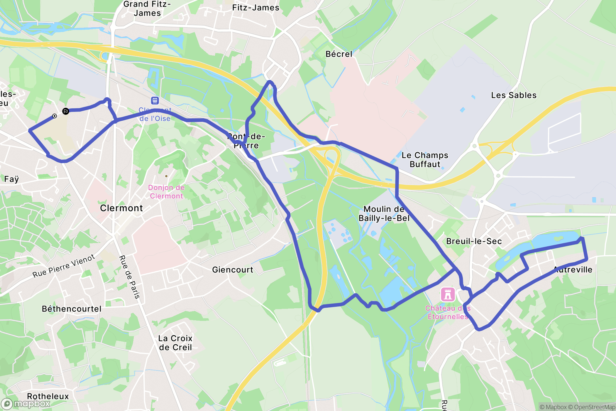 Clermont : carte du parcours de randonnée - France