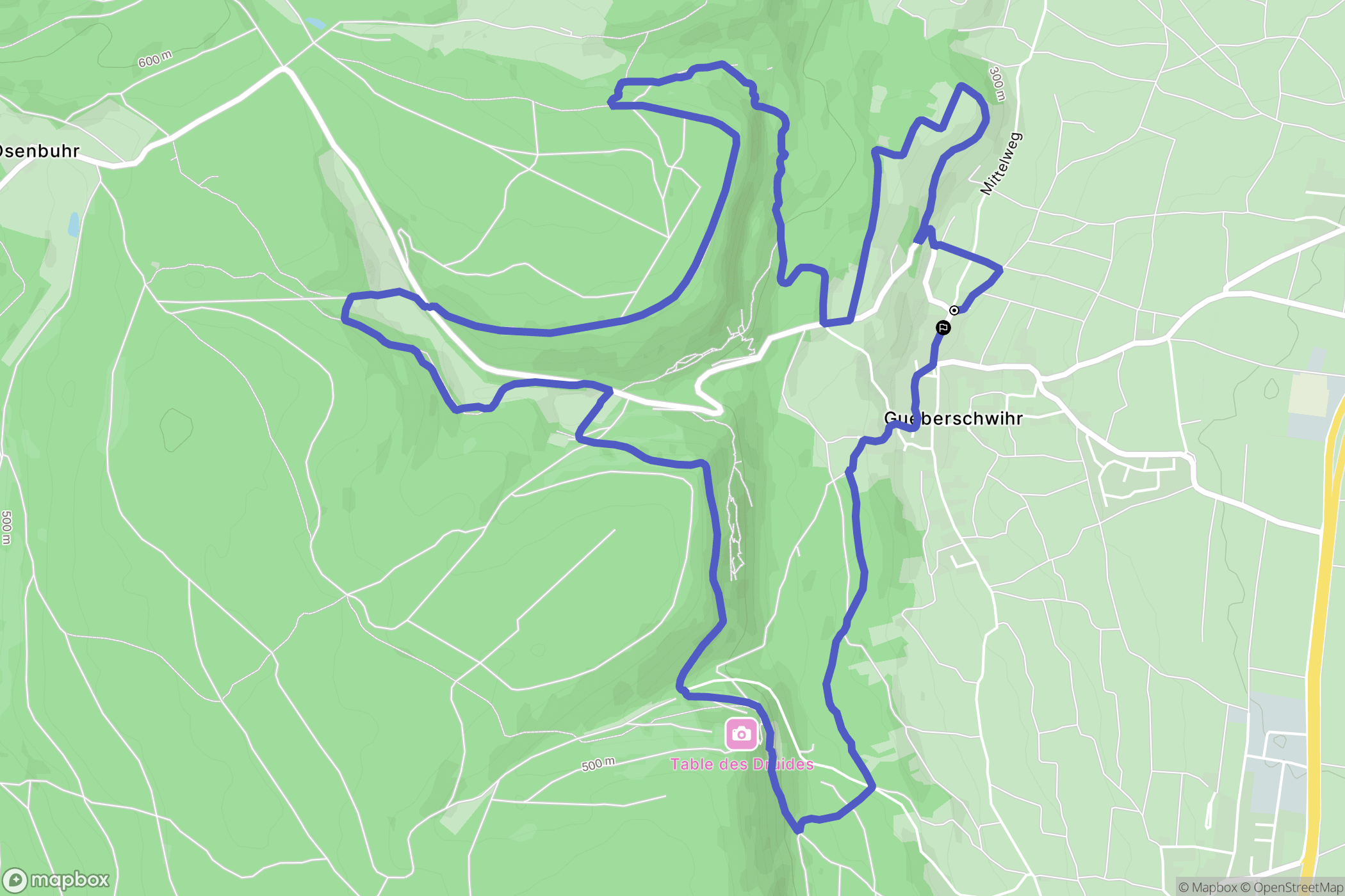 Gueberschwihr : carte du parcours de randonnée - France