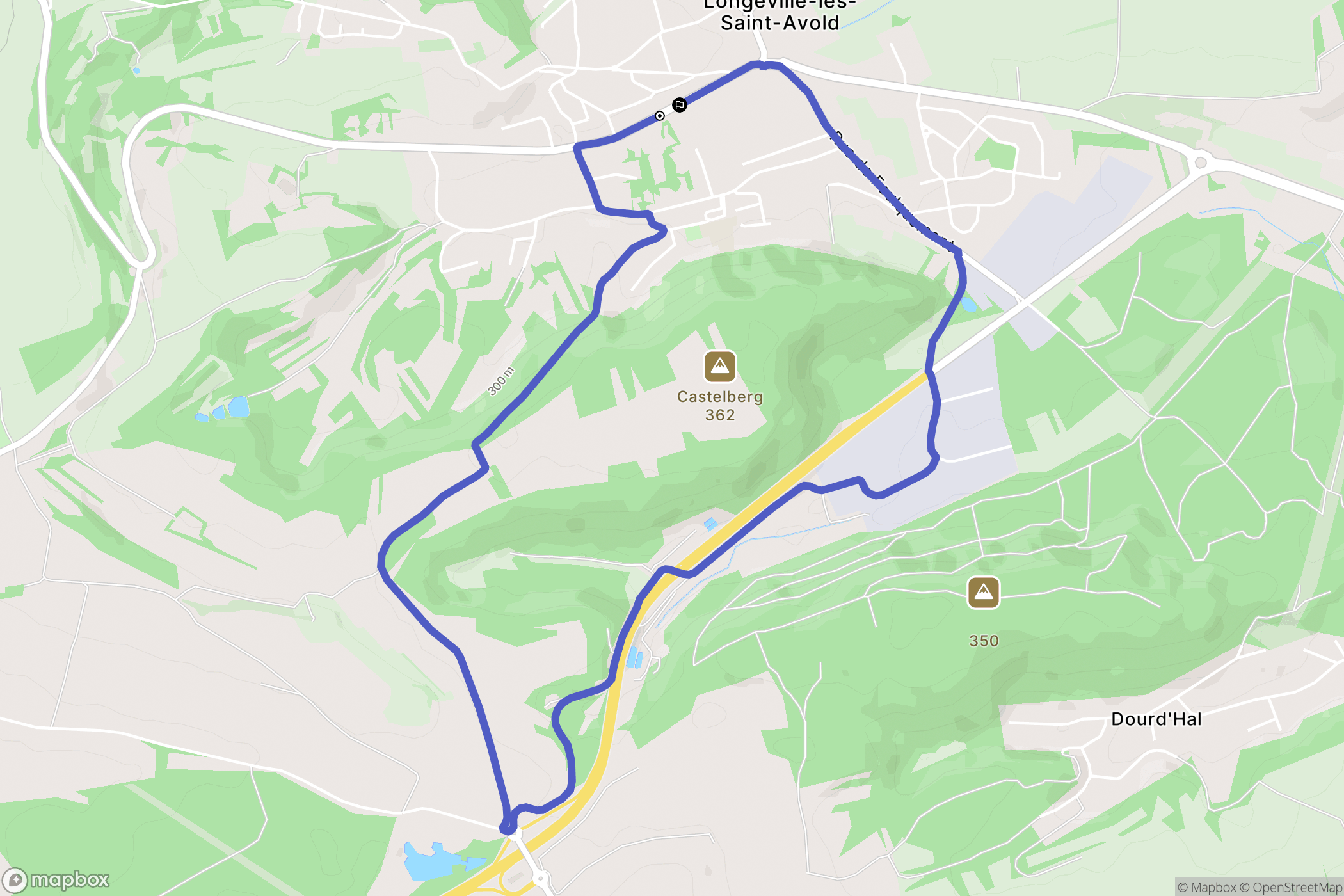 Longeville-lès-Saint-Avold : carte du parcours de randonnée - France